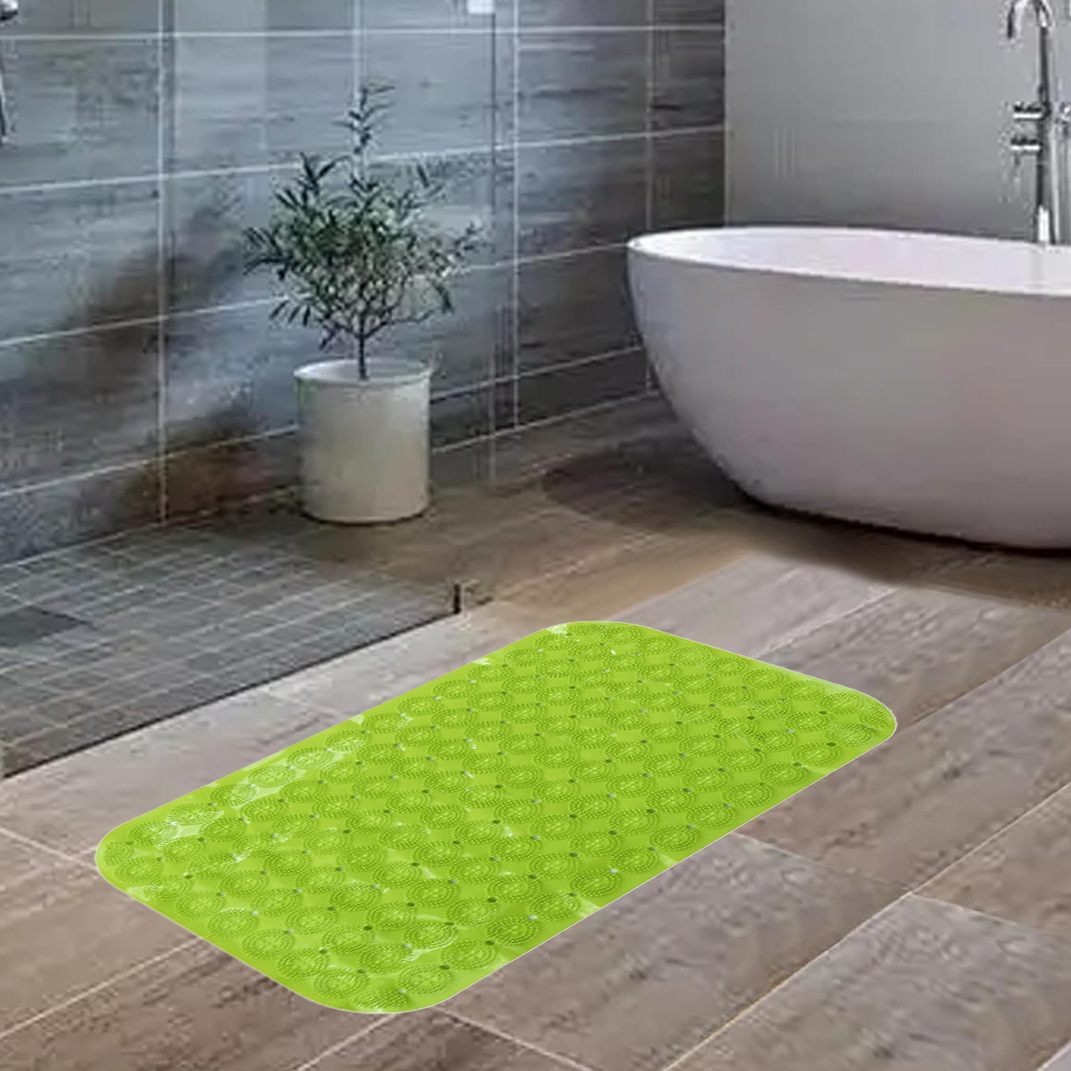 Kuber Industries Bath Mat | PVC Bathroom Mat | Shower Bath Mat | Floor Tub Mat | Foot Massager Mat | Anti-Skid Shower Bathroom Mat | B-02C | Green
