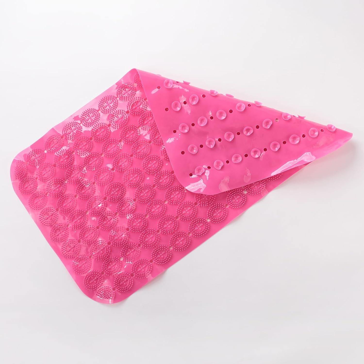 Kuber Industries Bath Mat | PVC Bathroom Mat | Shower Bath Mat | Floor Tub Mat | Foot Massager Mat | Anti-Skid Shower Bathroom Mat | B-02D | Rose Red
