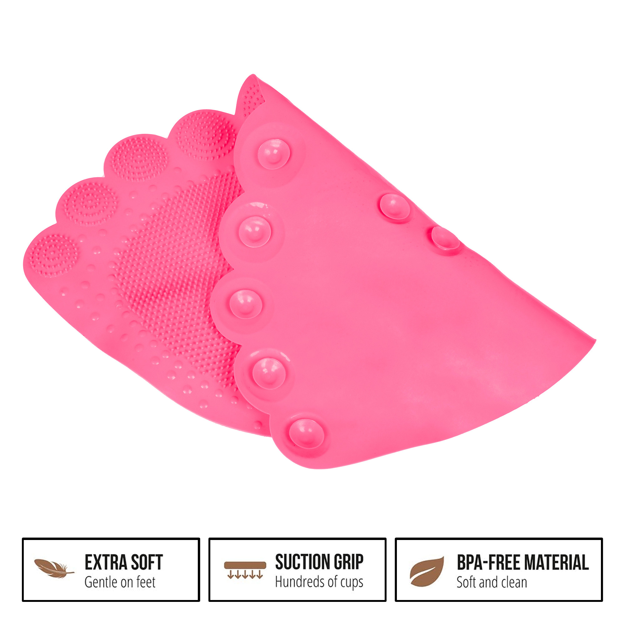 Kuber Industries Bath Mat  PVC Bathroom Mat  Shower Bath Mat  Foot Shape Bath Tub Mat  Foot Massager Mat  Anti-Skid Floor Mat  Shower Mat  Pink