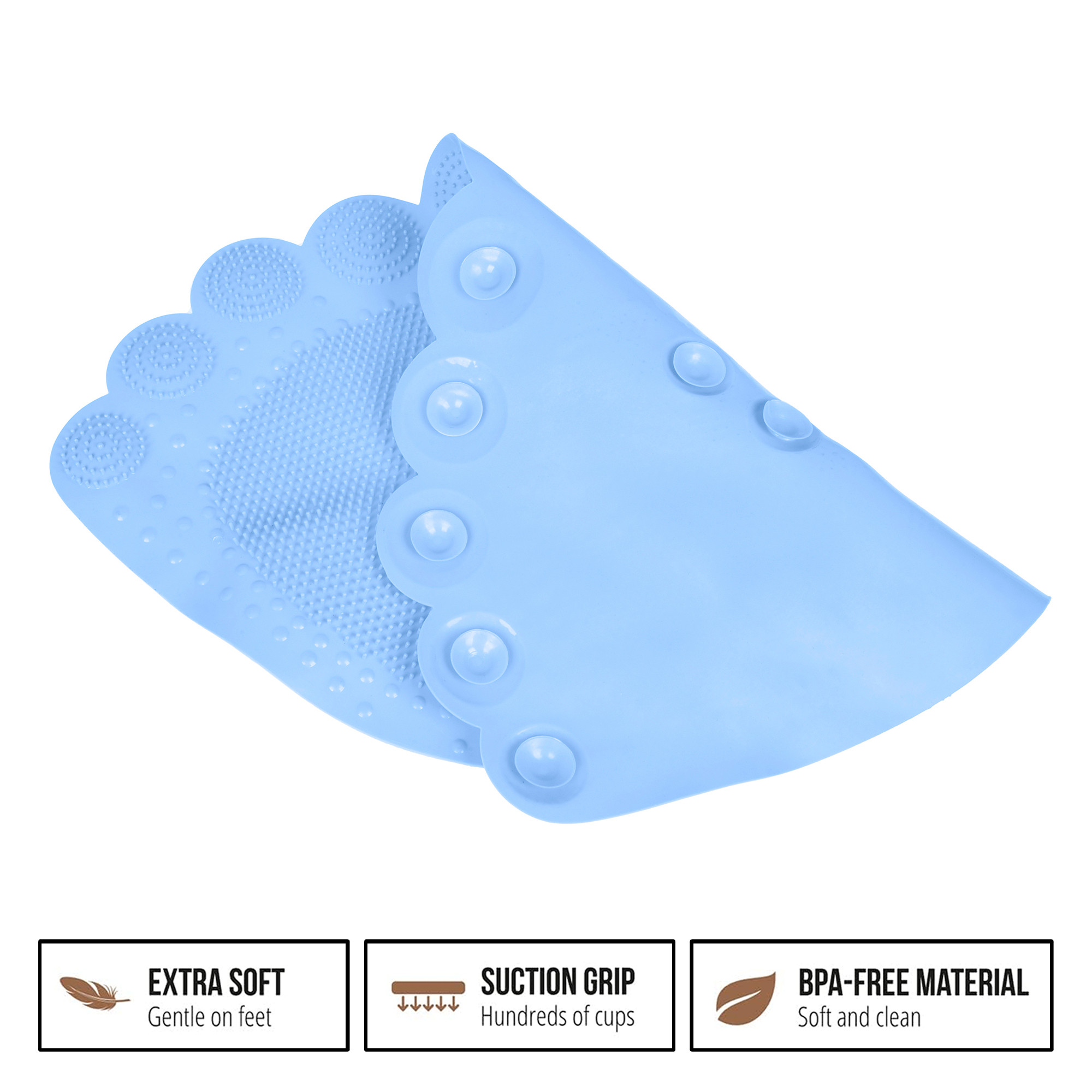 Kuber Industries Bath Mat  PVC Bathroom Mat  Shower Bath Mat  Foot Shape Bath Tub Mat  Foot Massager Mat  Anti-Skid Floor Mat  Shower Mat  Sky Blue
