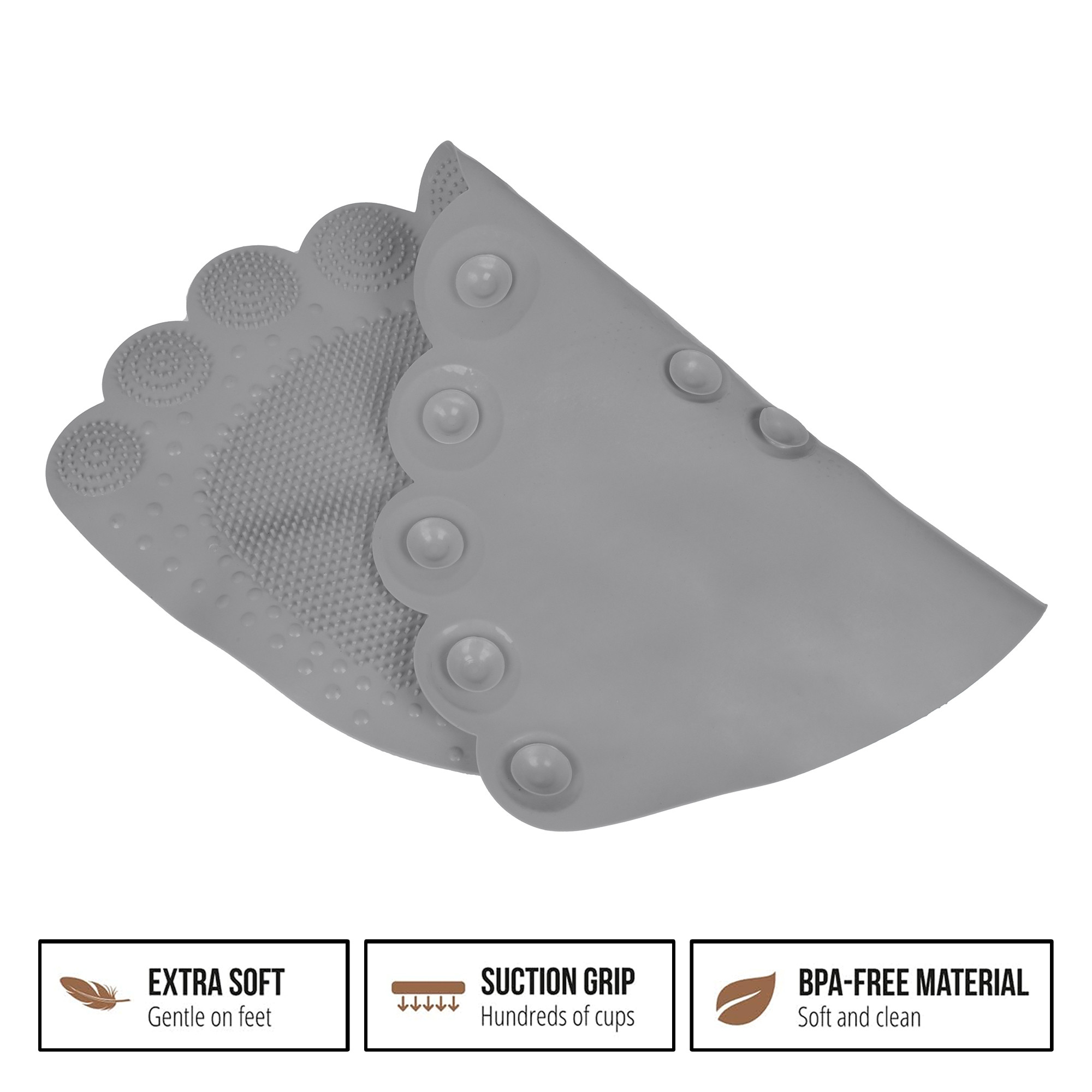 Kuber Industries Bath Mat  PVC Bathroom Mat  Shower Bath Mat  Foot Shape Bath Tub Mat  Foot Massager Mat  Anti-Skid Floor Mat  Shower Mat  Gray