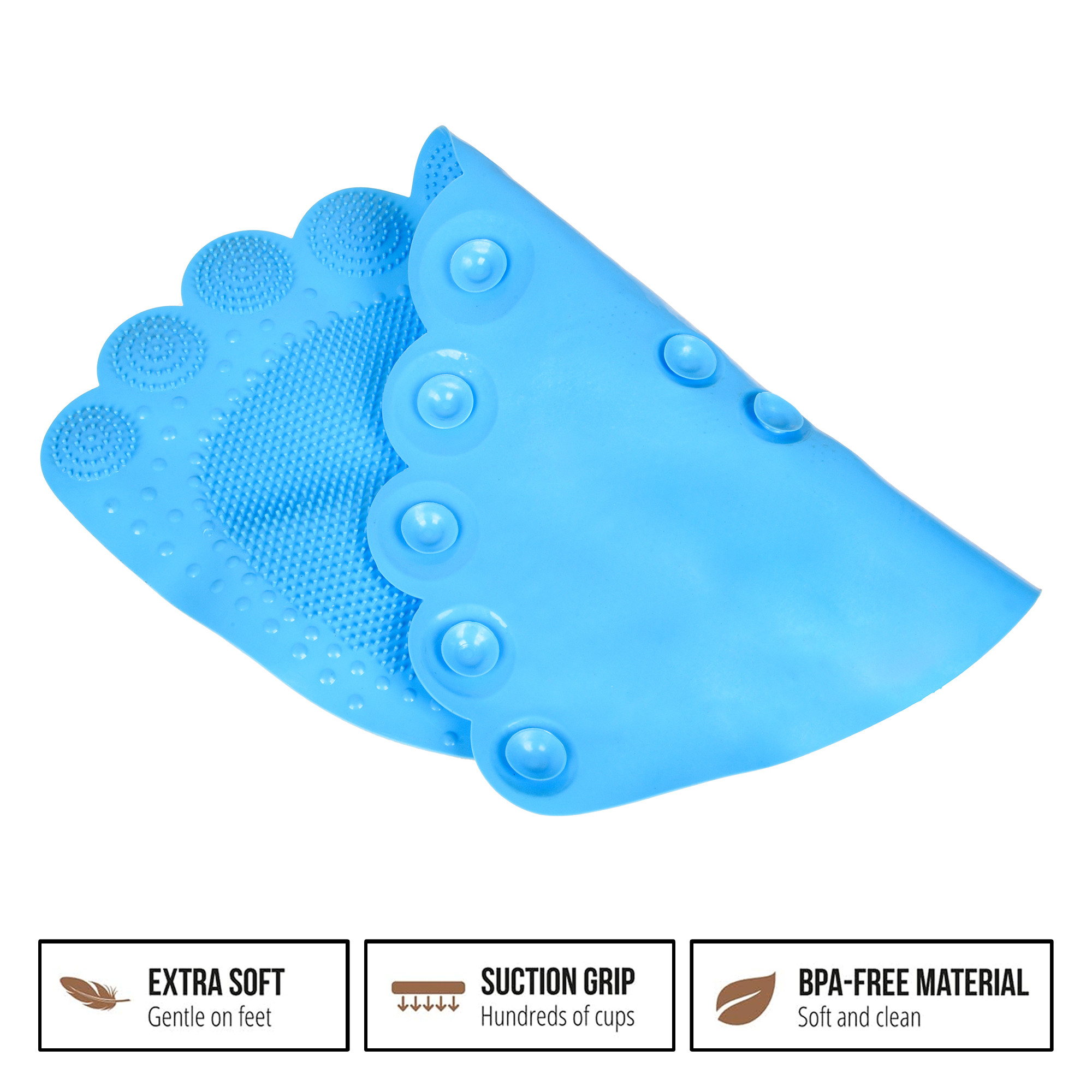 Kuber Industries Bath Mat  PVC Bathroom Mat  Shower Bath Mat  Foot Shape Bath Tub Mat  Foot Massager Mat  Anti-Skid Floor Mat  Shower Mat  Blue