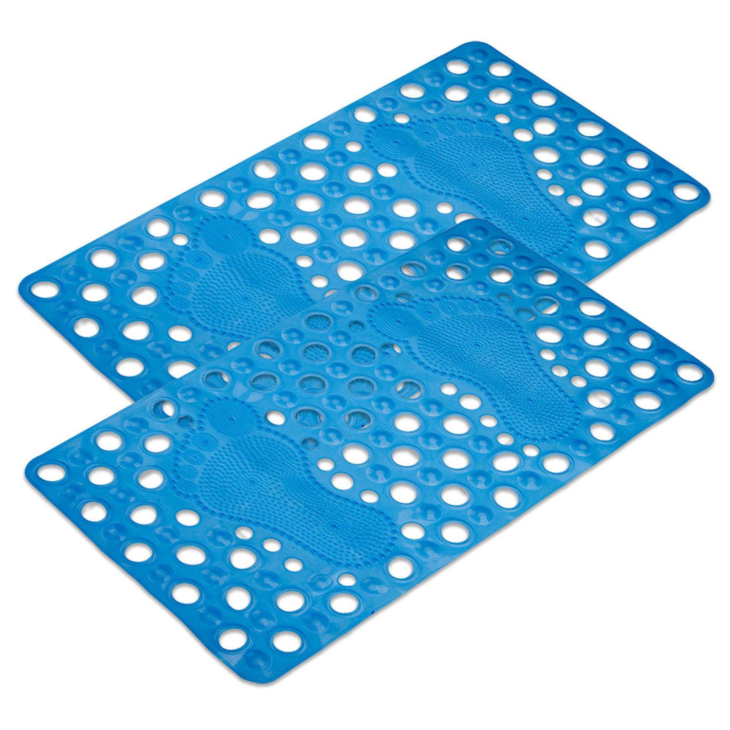 Kuber Industries Bath Mat | PVC Bathroom Mat | Shower Bath Mat | Hole Bath Tub Mat | Foot Massager Mat | Anti-Skid Shower Mat with Drain Holes | Blue