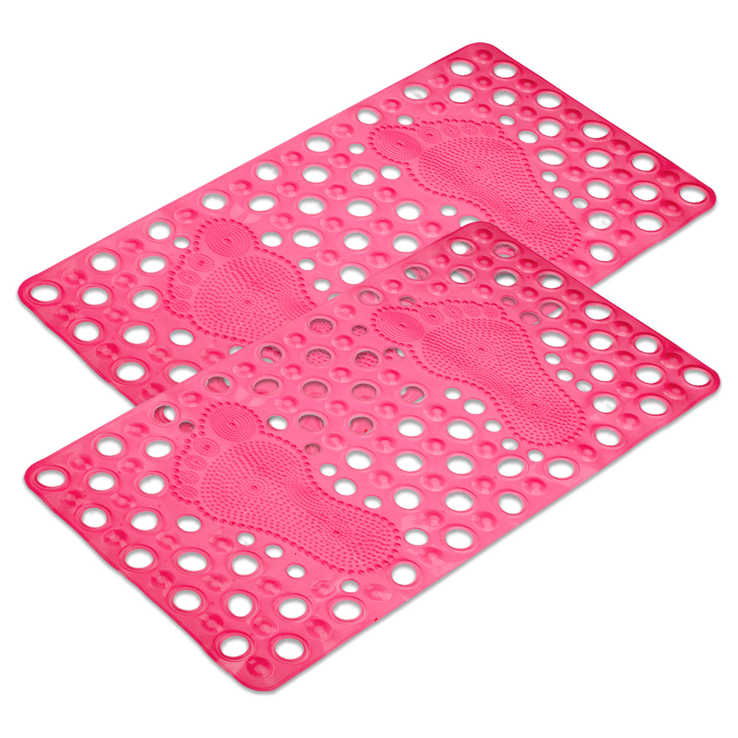 Kuber Industries Bath Mat | PVC Bathroom Mat | Shower Bath Mat | Hole Bath Tub Mat | Foot Massager Mat | Anti-Skid Shower Mat with Drain Holes | Pink