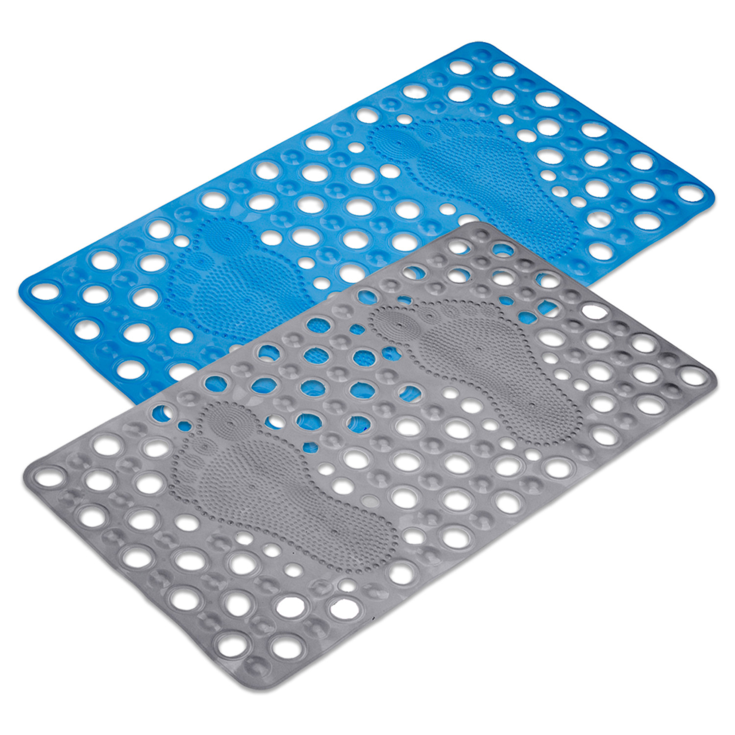 Kuber Industries Bath Mat | PVC Bathroom Mat | Shower Bath Mat | Hole Bath Tub Mat | Foot Massager Mat | Anti-Skid Shower Mat with Drain Holes | Pack of 2 | Multi