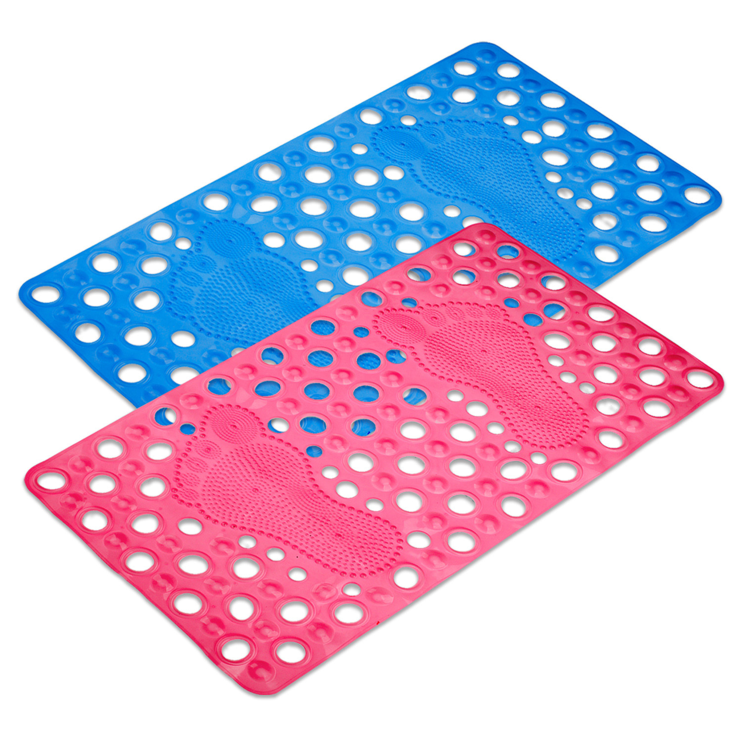 Kuber Industries Bath Mat | PVC Bathroom Mat | Shower Bath Mat | Hole Bath Tub Mat | Foot Massager Mat | Anti-Skid Shower Mat with Drain Holes | Pack of 2 | Multi