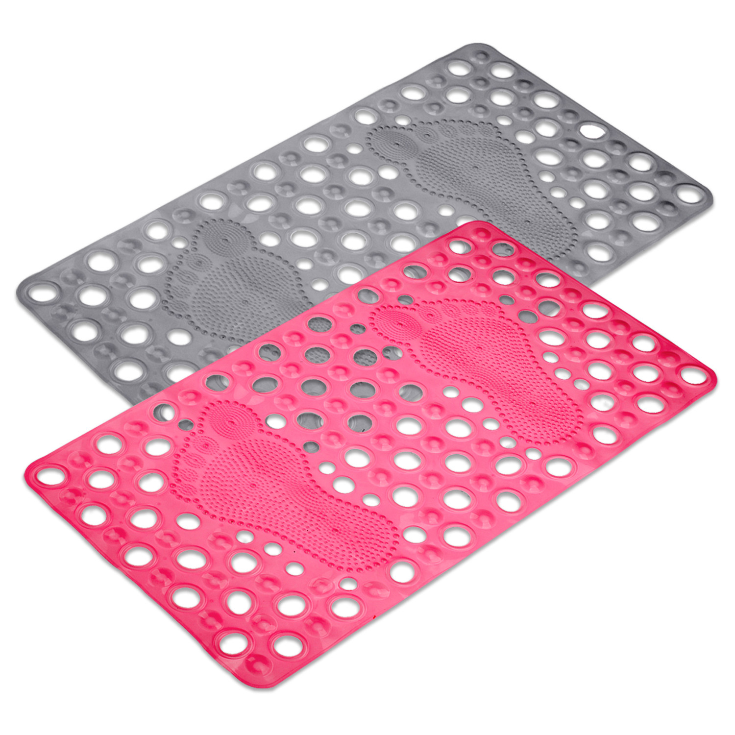 Kuber Industries Bath Mat | PVC Bathroom Mat | Shower Bath Mat | Hole Bath Tub Mat | Foot Massager Mat | Anti-Skid Shower Mat with Drain Holes | Pack of 2 | Multi