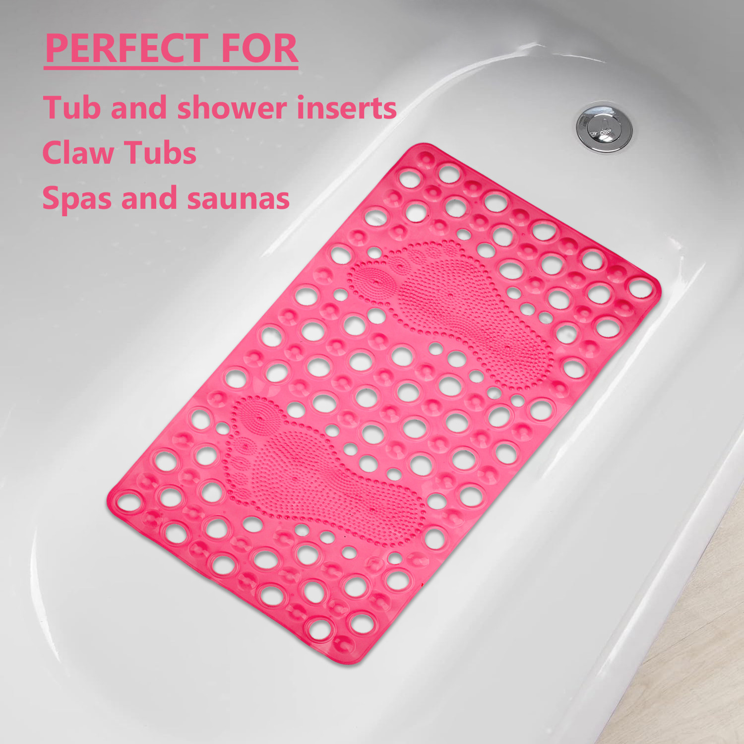 Kuber Industries Bath Mat | PVC Bathroom Mat | Shower Bath Mat | Hole Bath Tub Mat | Foot Massager Mat | Anti-Skid Shower Mat with Drain Holes | Pack of 2 | Multi