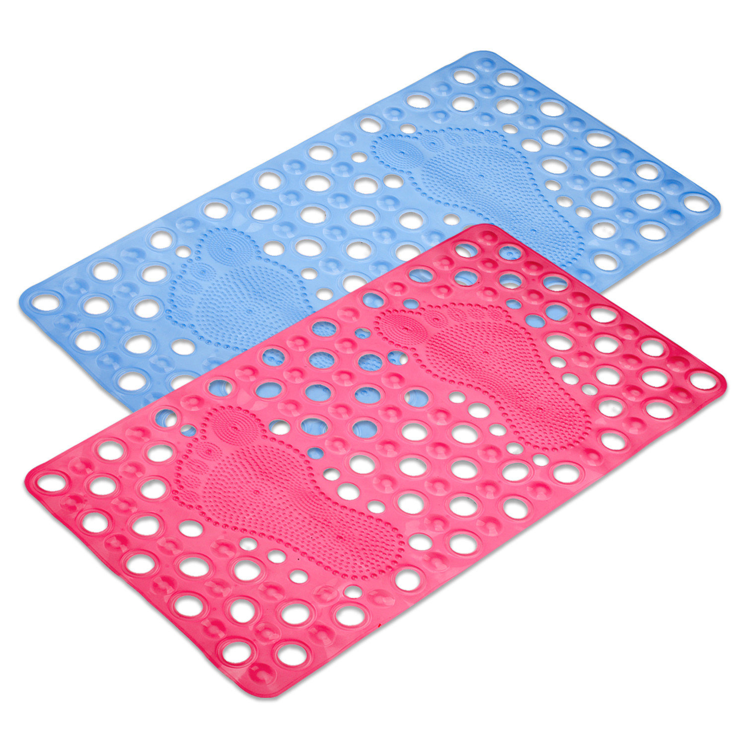 Kuber Industries Bath Mat | PVC Bathroom Mat | Shower Bath Mat | Hole Bath Tub Mat | Foot Massager Mat | Anti-Skid Shower Mat with Drain Holes | Pack of 2 | Multi