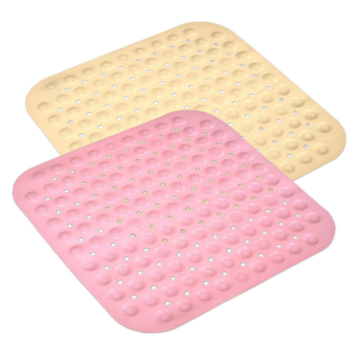 Kuber Industries Bath Mat | PVC Bathroom Mat | Shower Bath Mat | Square Bath Tub Mat | Foot Massager Mat | Anti-Skid Floor Mat | Shower Mat | Pack of 2 | Multi