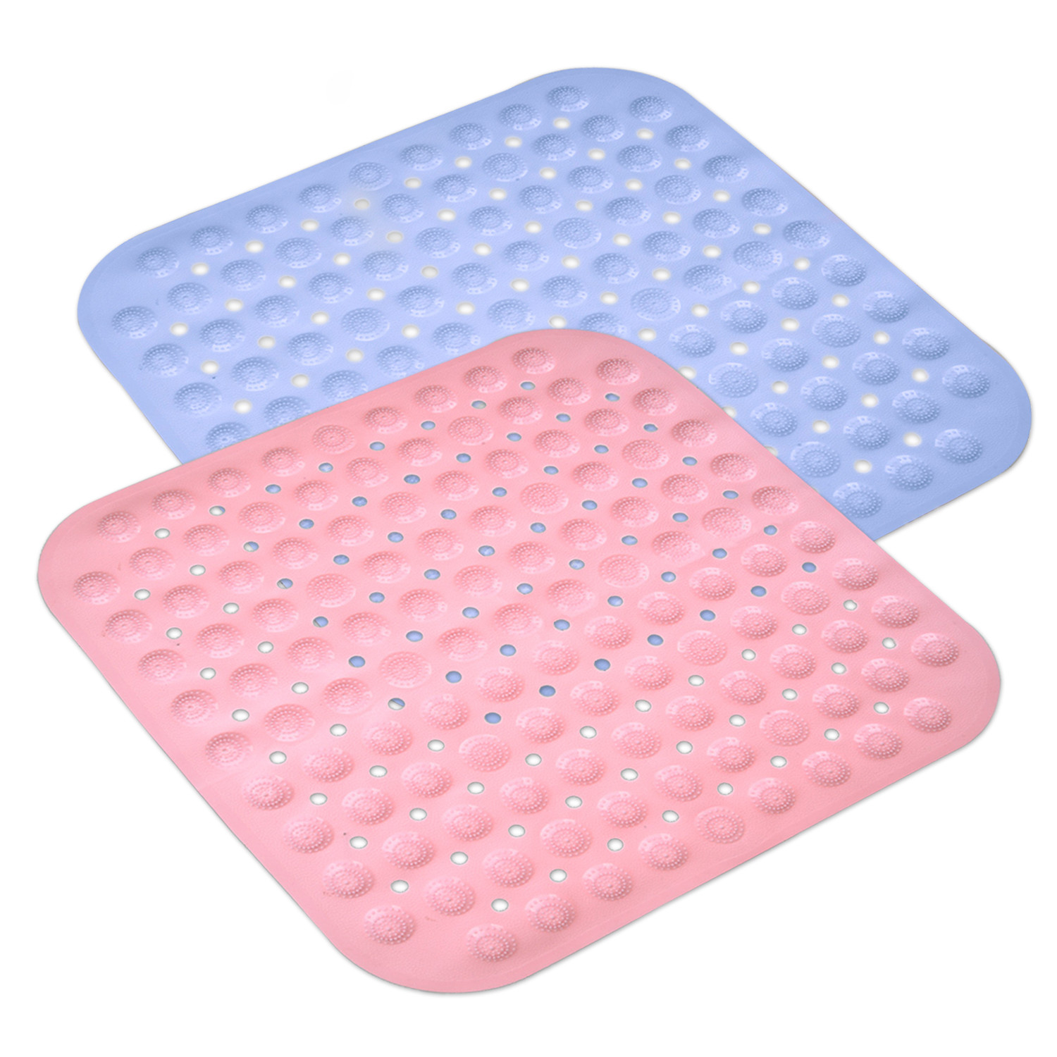 Kuber Industries Bath Mat | PVC Bathroom Mat | Shower Bath Mat | Square Bath Tub Mat | Foot Massager Mat | Anti-Skid Floor Mat | Shower Mat | Pack of 2 | Multi