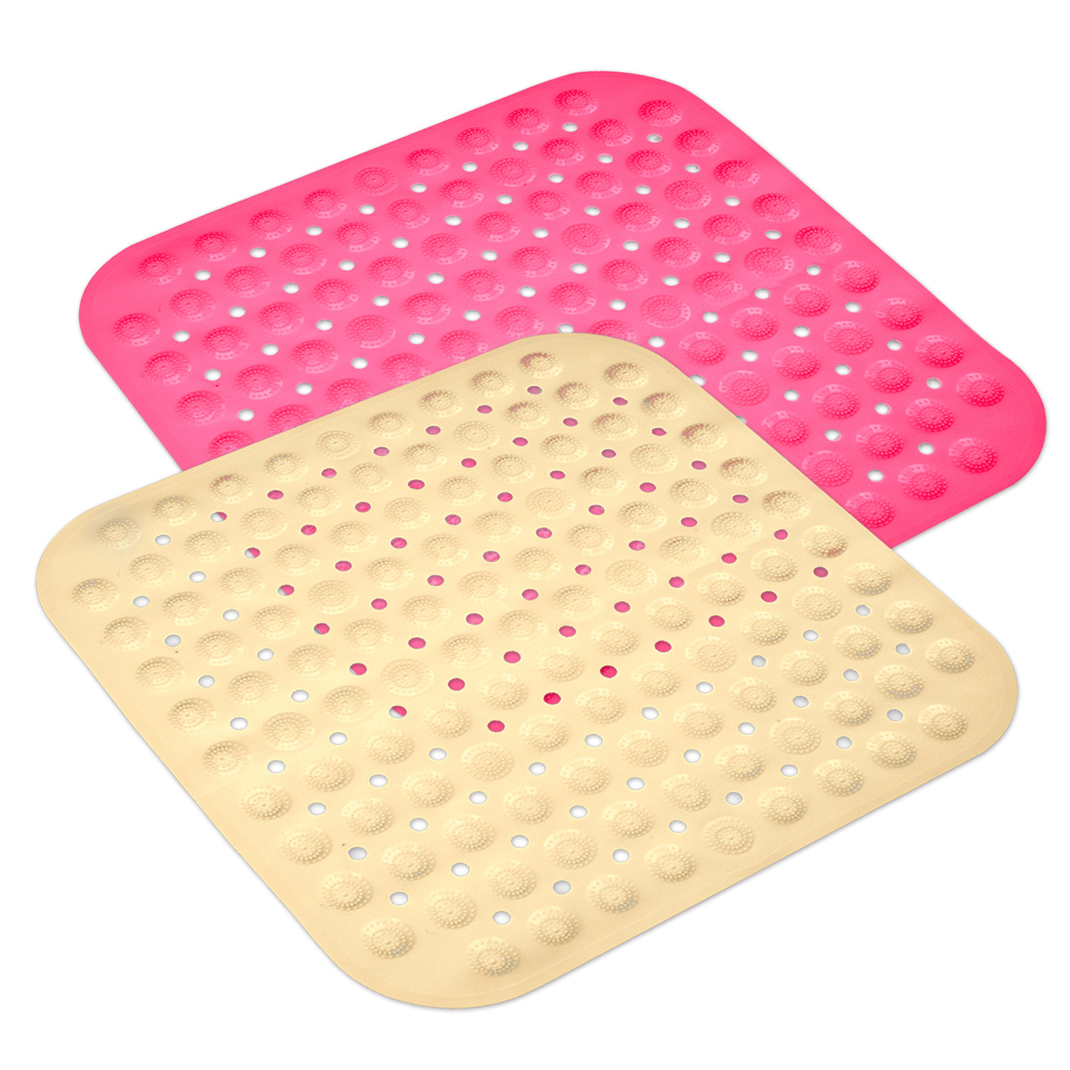 Kuber Industries Bath Mat | PVC Bathroom Mat | Shower Bath Mat | Square Bath Tub Mat | Foot Massager Mat | Anti-Skid Floor Mat | Shower Mat | Pack of 2 | Multi
