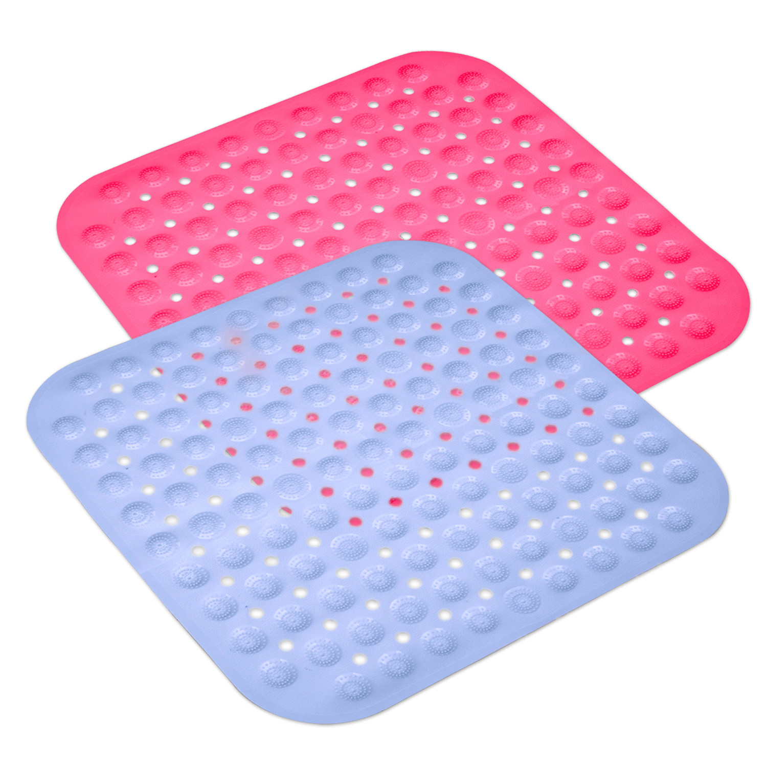 Kuber Industries Bath Mat | PVC Bathroom Mat | Shower Bath Mat | Square Bath Tub Mat | Foot Massager Mat | Anti-Skid Floor Mat | Shower Mat | Pack of 2 | Multi