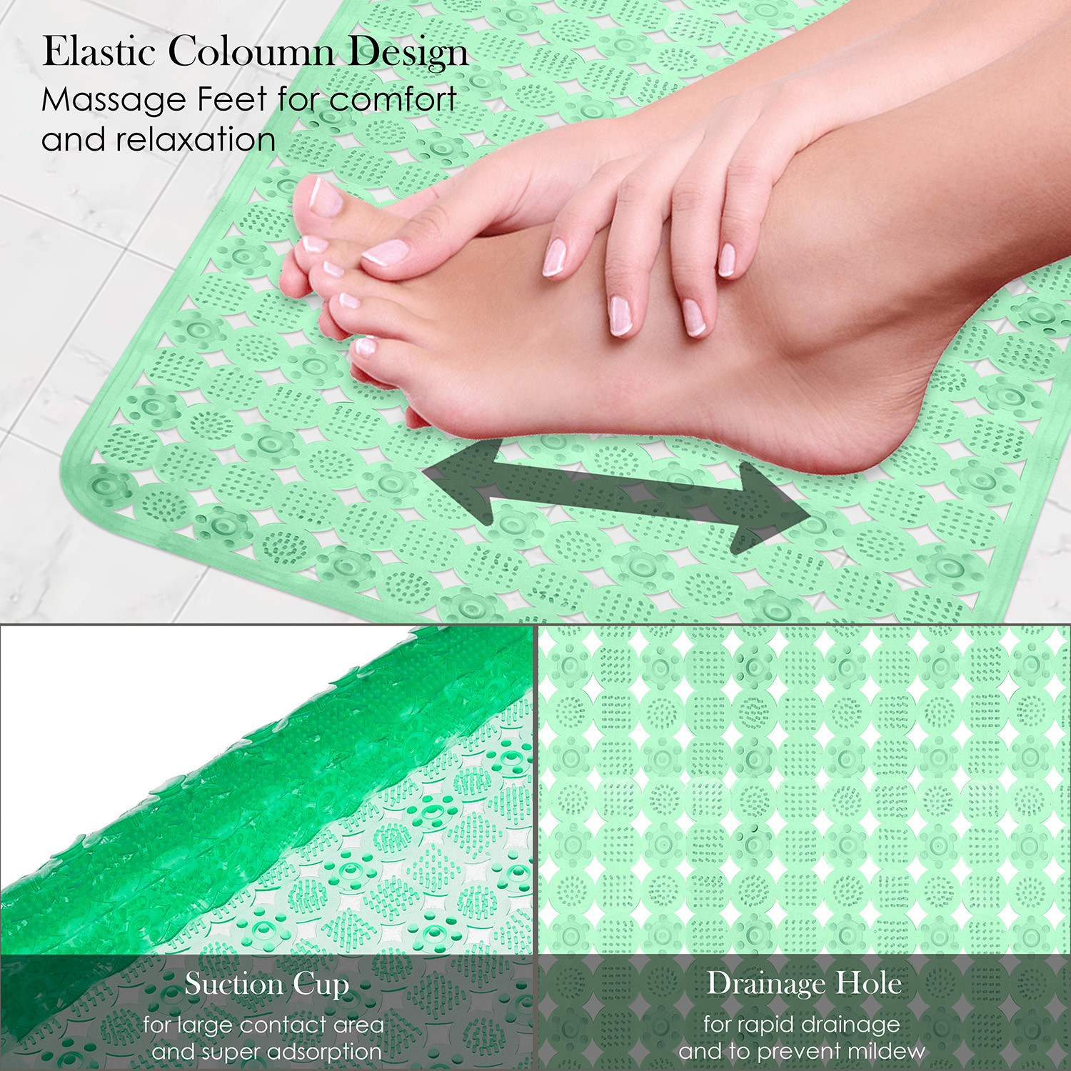 Kuber Industries Bath Mat  PVC Bathroom Mat  Shower Bath Mat  Transparent Round Check Floor Tub Mat  Foot Massager Mat  Anti-Skid Floor Mat  Shower Mat  Green