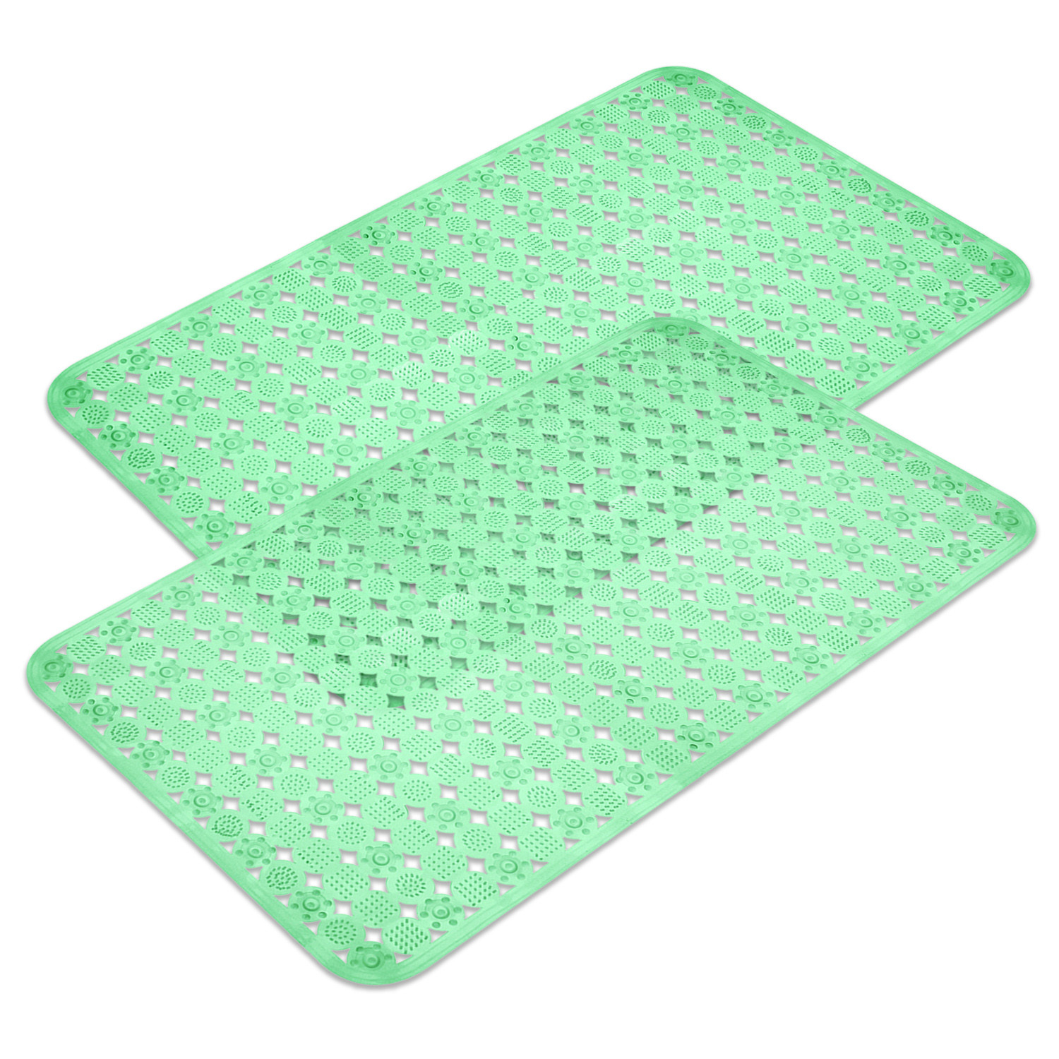 Kuber Industries Bath Mat | PVC Bathroom Mat | Shower Bath Mat | Transparent Round Check Floor Tub Mat | Foot Massager Mat | Anti-Skid Floor Mat | Shower Mat | Green