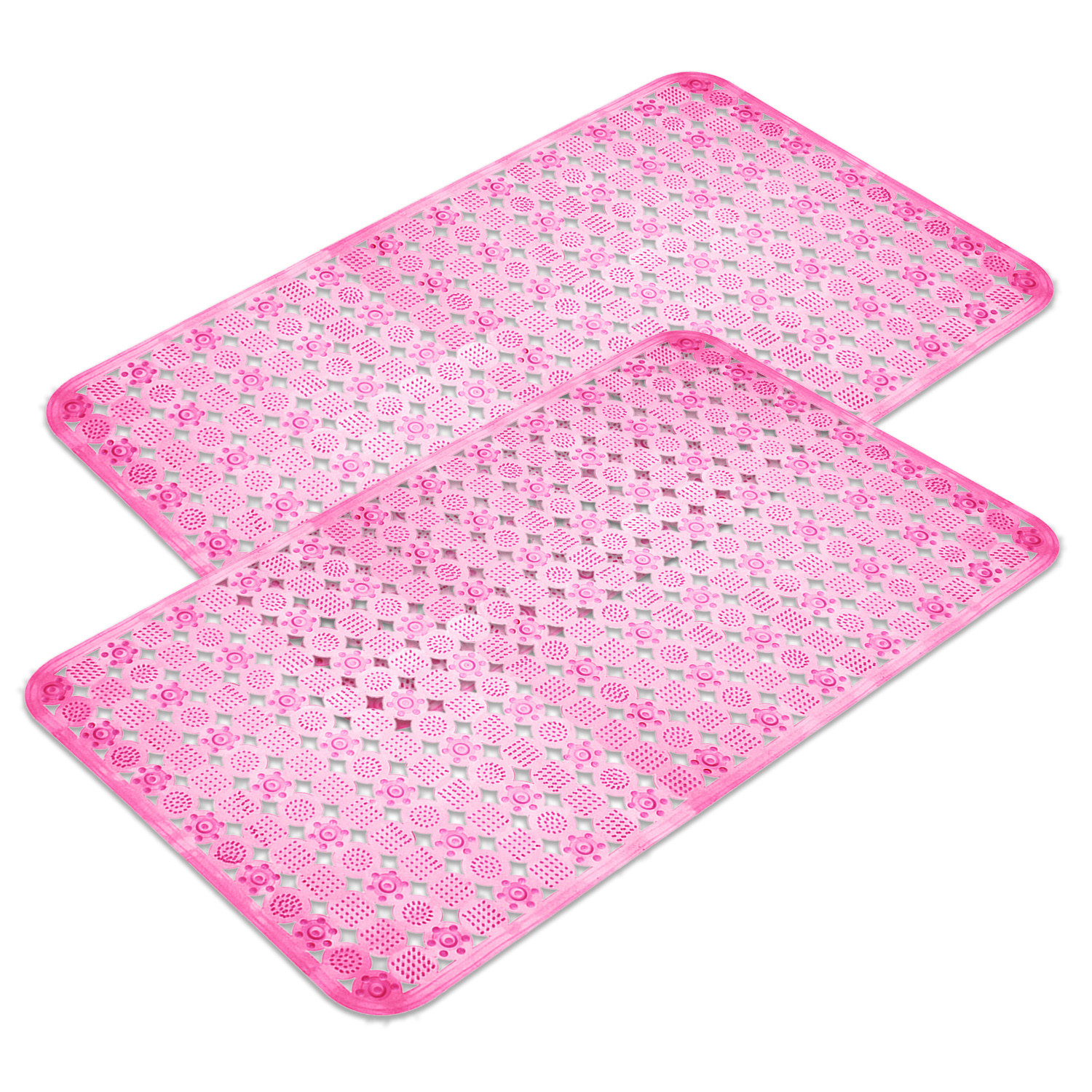Kuber Industries Bath Mat | PVC Bathroom Mat | Shower Bath Mat | Transparent Round Check Floor Tub Mat | Foot Massager Mat | Anti-Skid Floor Mat | Shower Mat | Pink