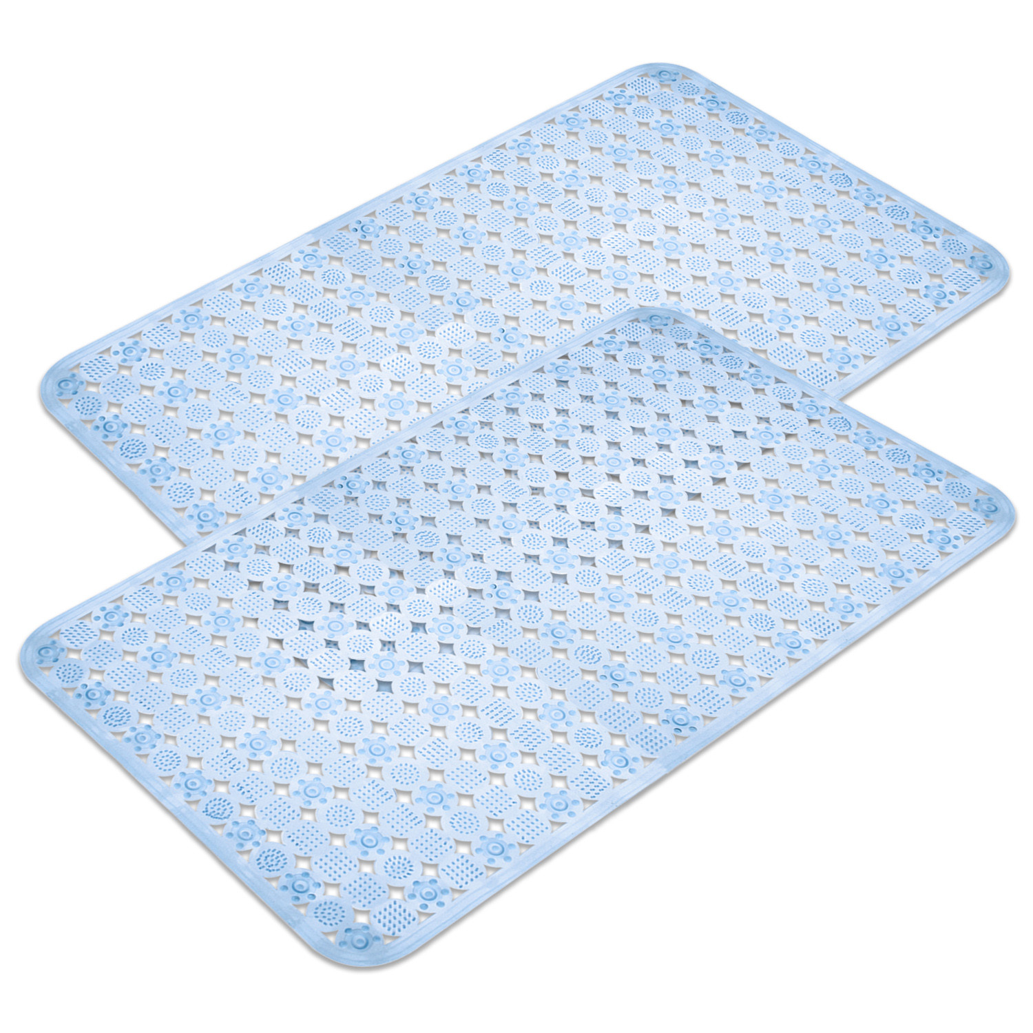 Kuber Industries Bath Mat | PVC Bathroom Mat | Shower Bath Mat | Transparent Round Check Floor Tub Mat | Foot Massager Mat | Anti-Skid Floor Mat | Shower Mat | Blue