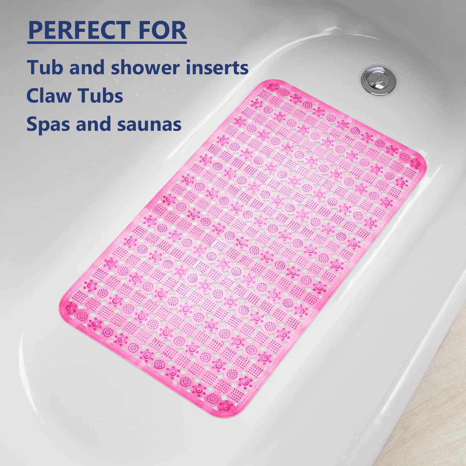 Kuber Industries Bath Mat | PVC Bathroom Mat | Shower Bath Mat | Transparent Round Check Floor Tub Mat | Foot Massager Mat | Anti-Skid Floor Shower Mat | Pack of 2 | Multi