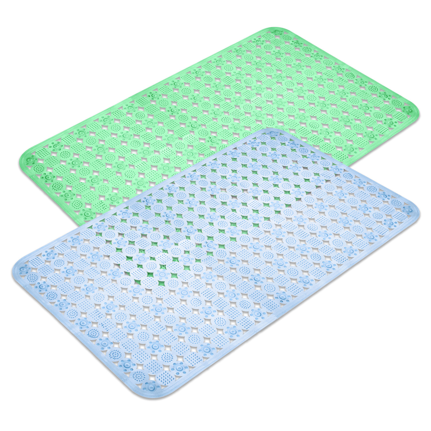 Kuber Industries Bath Mat | PVC Bathroom Mat | Shower Bath Mat | Transparent Round Check Floor Tub Mat | Foot Massager Mat | Anti-Skid Floor Shower Mat | Pack of 2 | Multi