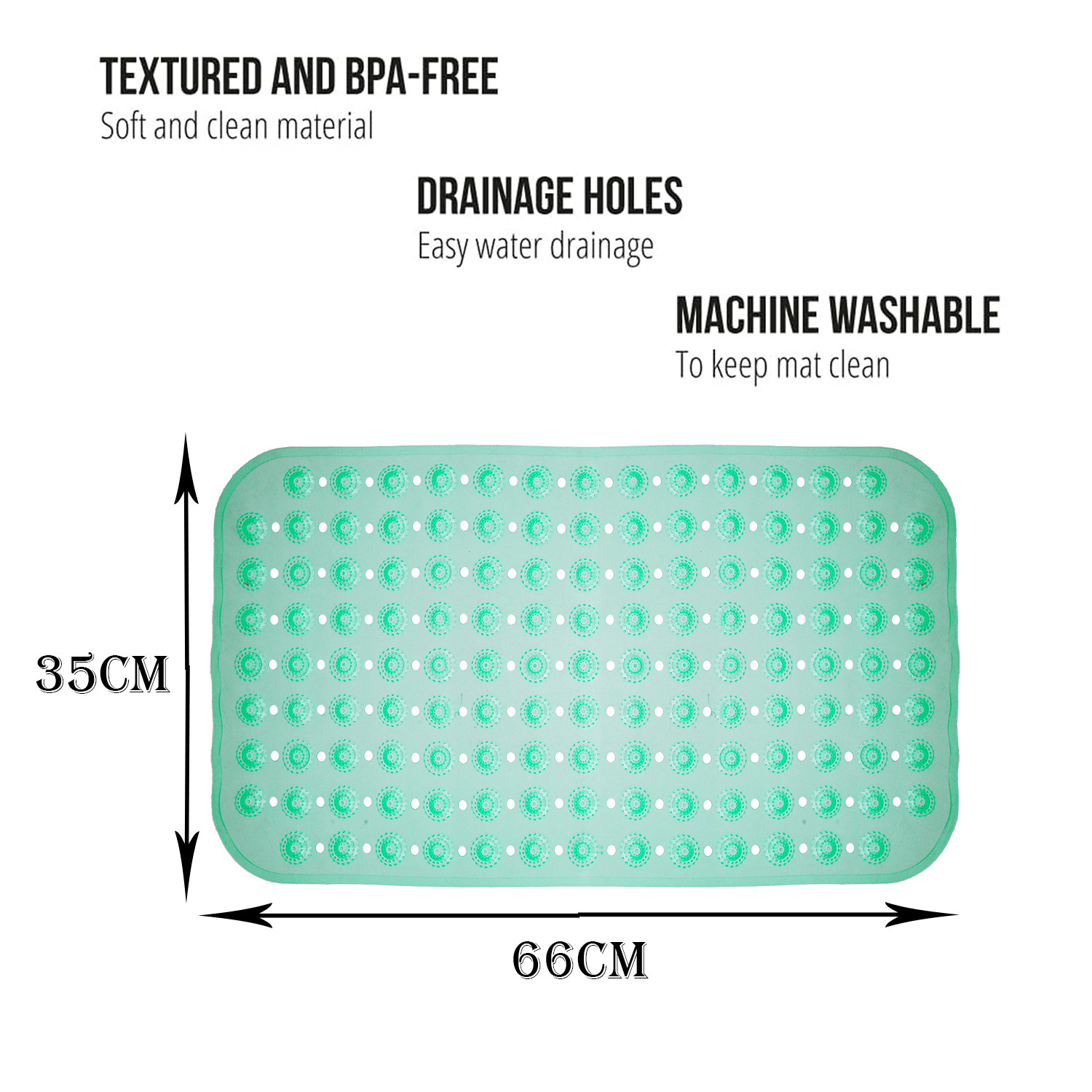 Kuber Industries Bath Mat | PVC Bathroom Mat | Shower Bath Mat | Transparent Round Floor Tub Mat | Foot Massager Mat | Anti-Skid Shower Mat with Drain Holes | Green