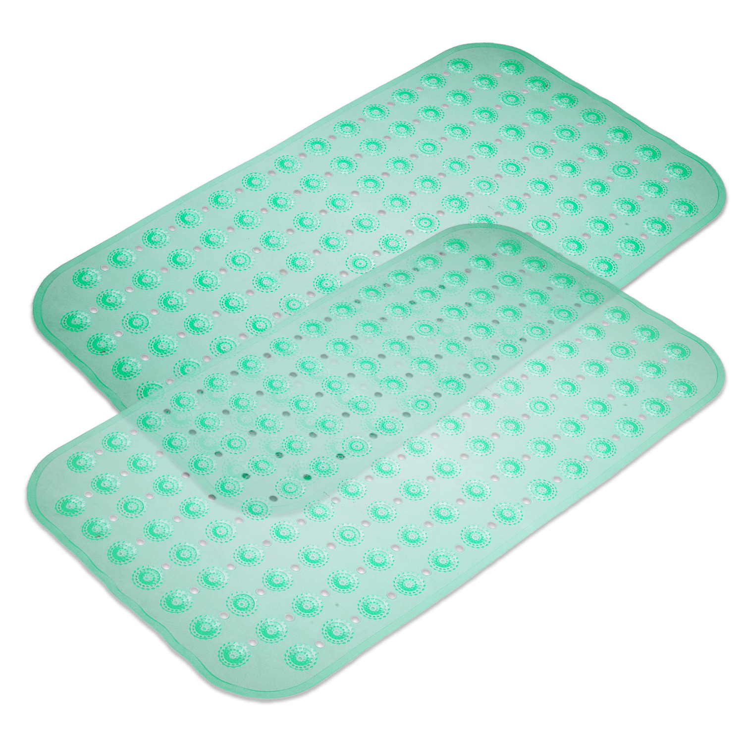 Kuber Industries Bath Mat | PVC Bathroom Mat | Shower Bath Mat | Transparent Round Floor Tub Mat | Foot Massager Mat | Anti-Skid Shower Mat with Drain Holes | Green