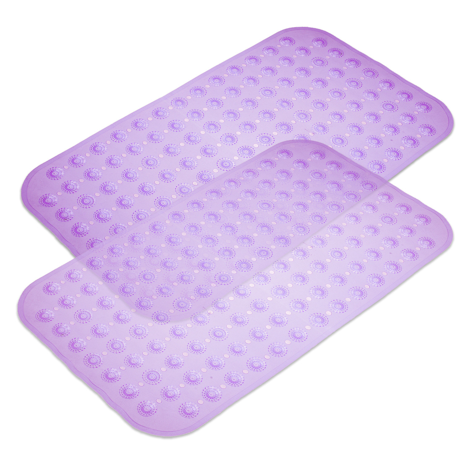 Kuber Industries Bath Mat | PVC Bathroom Mat | Shower Bath Mat | Transparent Round Floor Tub Mat | Foot Massager Mat | Anti-Skid Shower Mat with Drain Holes | Purple