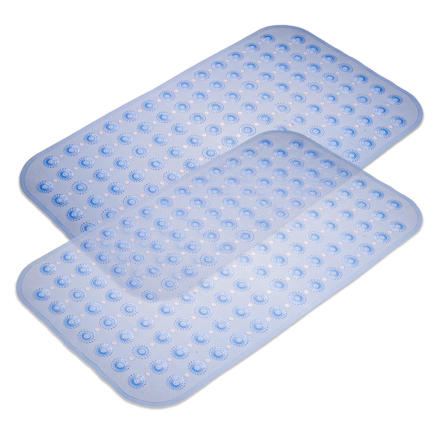 Kuber Industries Bath Mat | PVC Bathroom Mat | Shower Bath Mat | Transparent Round Floor Tub Mat | Foot Massager Mat | Anti-Skid Shower Mat with Drain Holes | Blue