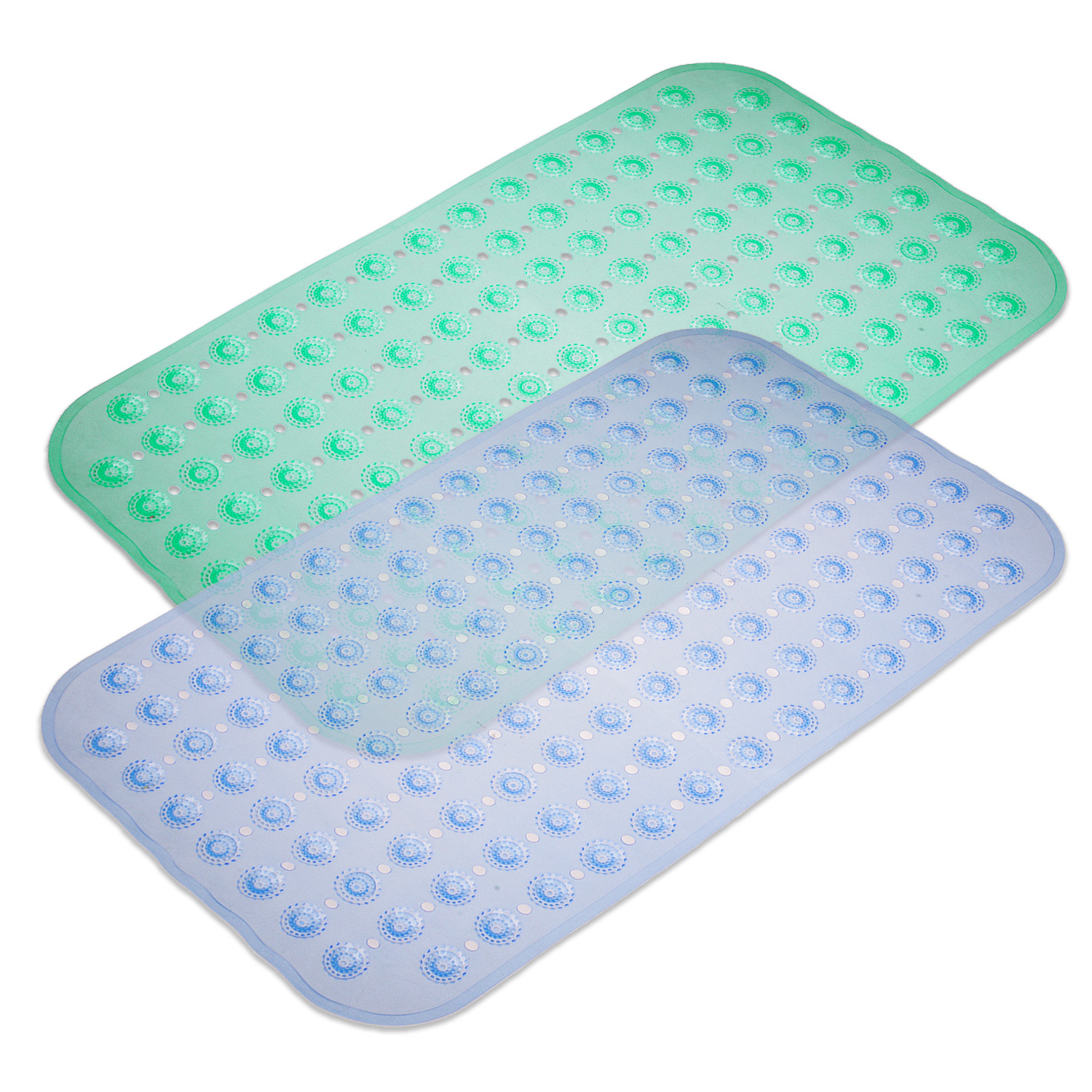 Kuber Industries Bath Mat | PVC Bathroom Mat | Shower Bath Mat | Transparent Round Floor Tub Mat | Foot Massager Mat | Anti-Skid Shower Mat with Drain Holes | Pack of 2 | Multi