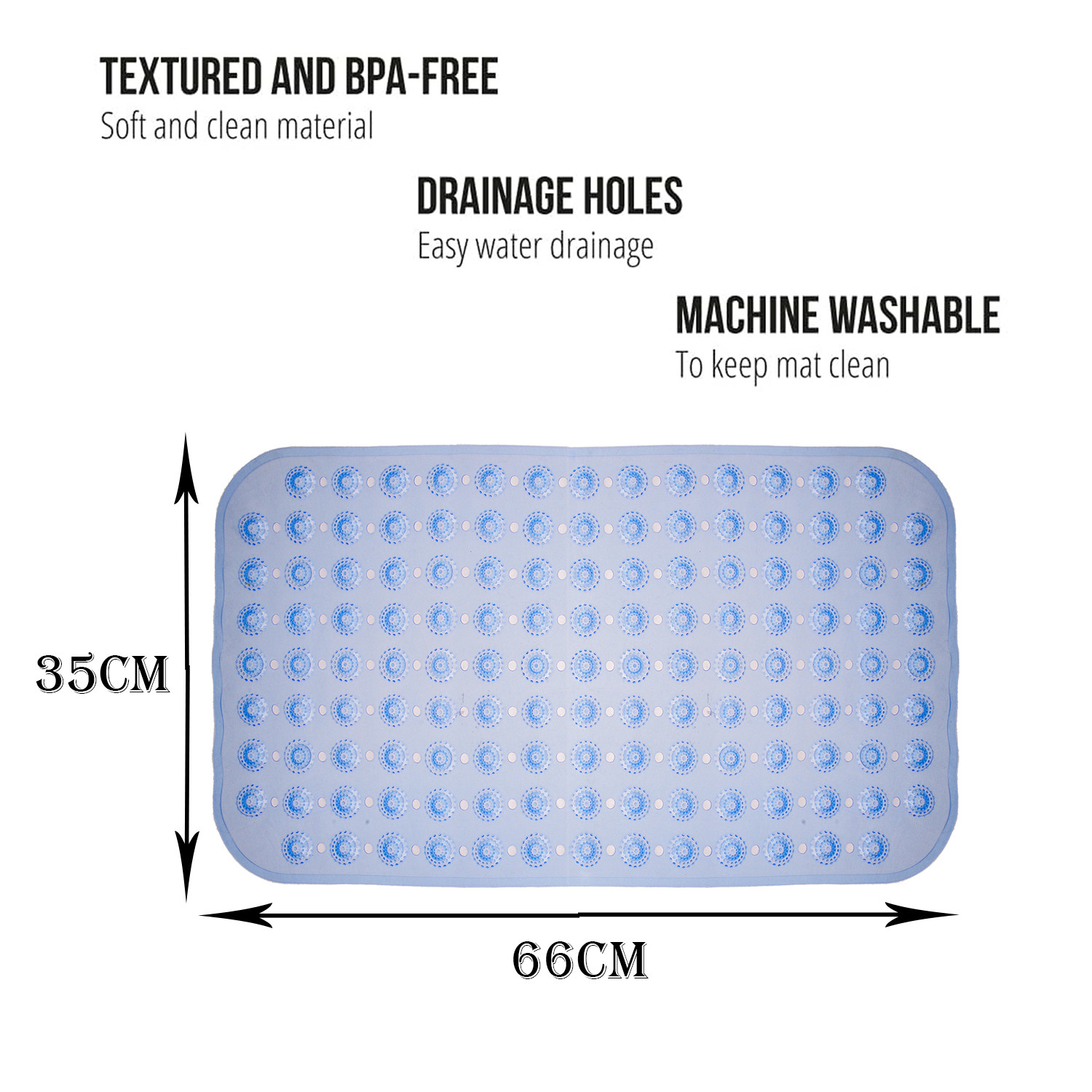 Kuber Industries Bath Mat | PVC Bathroom Mat | Shower Bath Mat | Transparent Round Floor Tub Mat | Foot Massager Mat | Anti-Skid Shower Mat with Drain Holes | Pack of 2 | Multi
