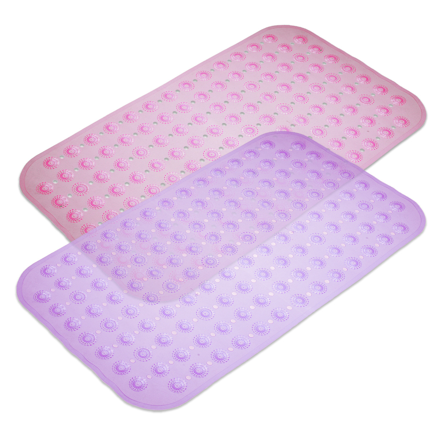 Kuber Industries Bath Mat | PVC Bathroom Mat | Shower Bath Mat | Transparent Round Floor Tub Mat | Foot Massager Mat | Anti-Skid Shower Mat with Drain Holes | Pack of 2 | Multi