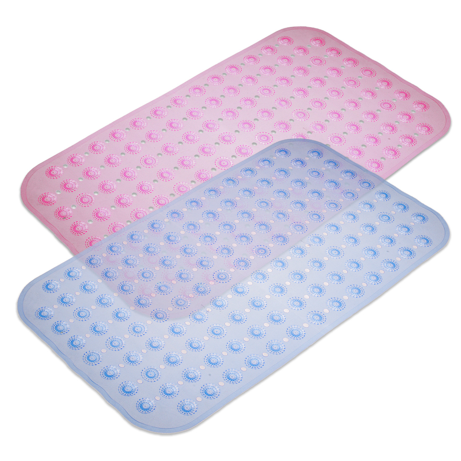 Kuber Industries Bath Mat | PVC Bathroom Mat | Shower Bath Mat | Transparent Round Floor Tub Mat | Foot Massager Mat | Anti-Skid Shower Mat with Drain Holes | Pack of 2 | Multi