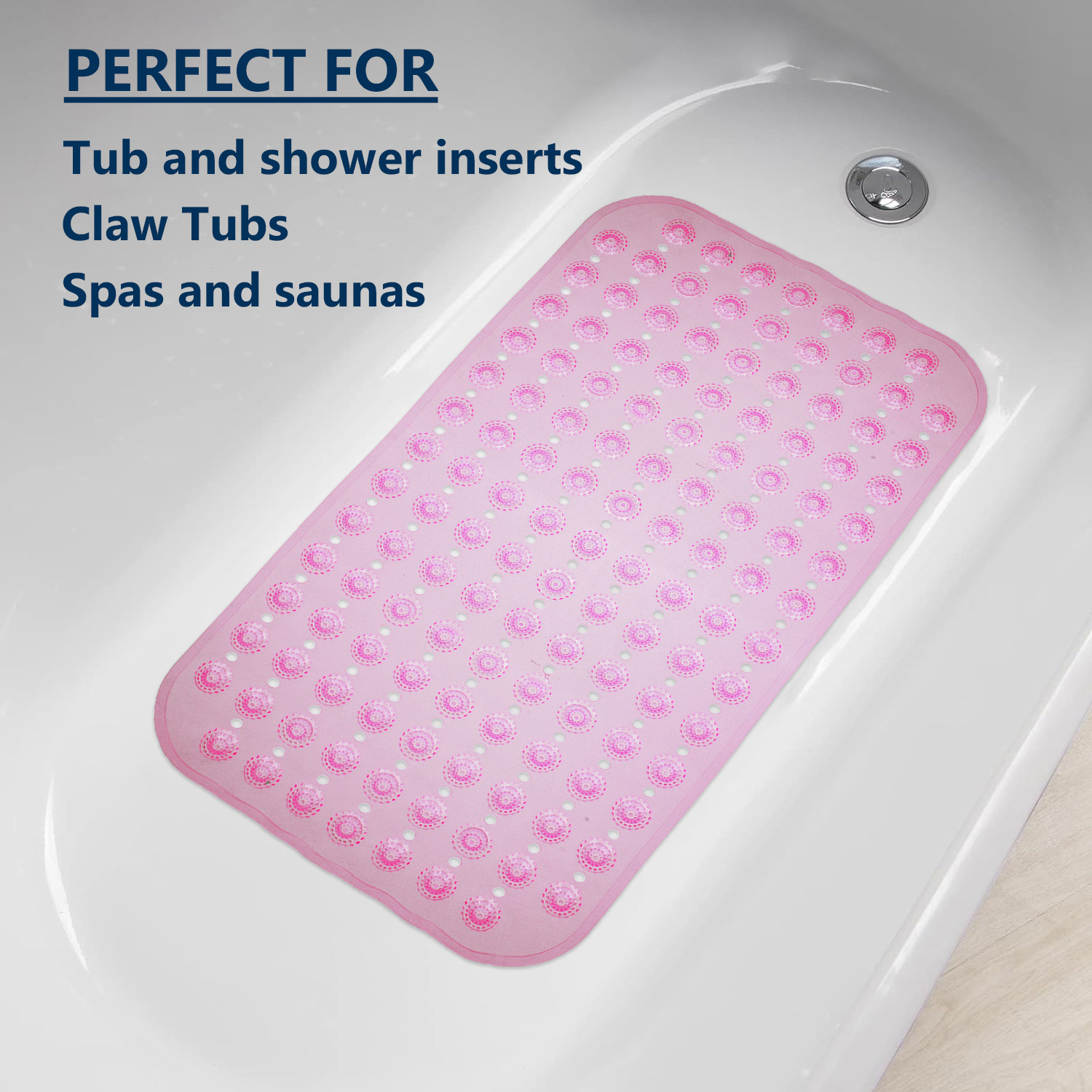 Kuber Industries Bath Mat | PVC Bathroom Mat | Shower Bath Mat | Transparent Round Floor Tub Mat | Foot Massager Mat | Anti-Skid Shower Mat with Drain Holes | Pack of 2 | Multi