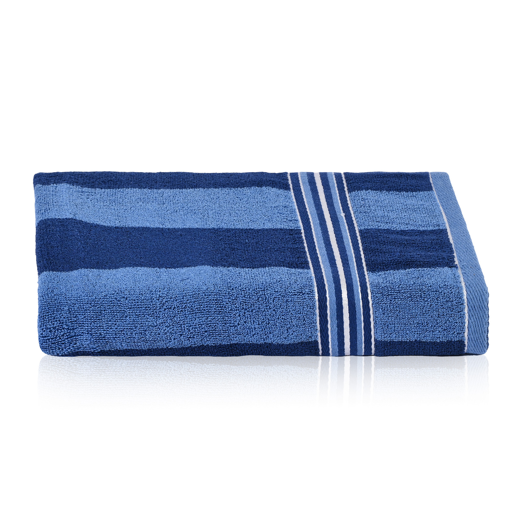 Kuber Industries Bath Towel  144 GSM Cotton Bathroom Towel  Highly Absorbent Bathing Towel  Bath Towel for Men  Towel for Bath-Gym-Travel  Dark Blue Patti  30x60 Inch  Light Blue