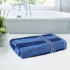 Bath Towel | 144 GSM Cotton Bathroom Towel | Highly Absorbent Bathing Towel | Bath Towel for Men | Towel for Bath-Gym-Travel | Dark Blue Patti | 30x60 Inch | Light Blue