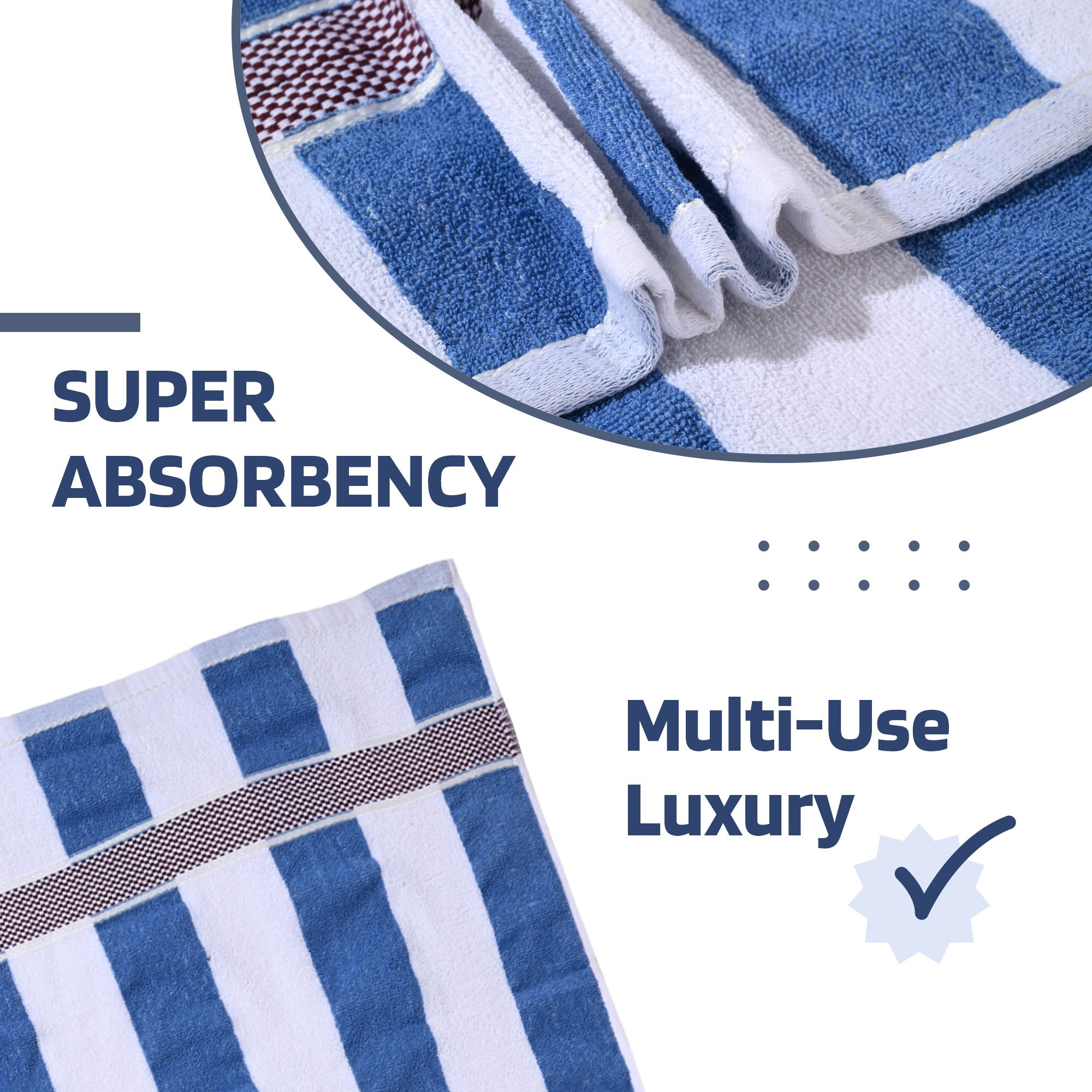 Kuber Industries Bath Towel  144 GSM Cotton Bathroom Towel  Towel for Bath-Gym-Travel  Highly Absorbent Bathing Towel  Bath Towel for Men  Blue Patti  30x60 Inch  White