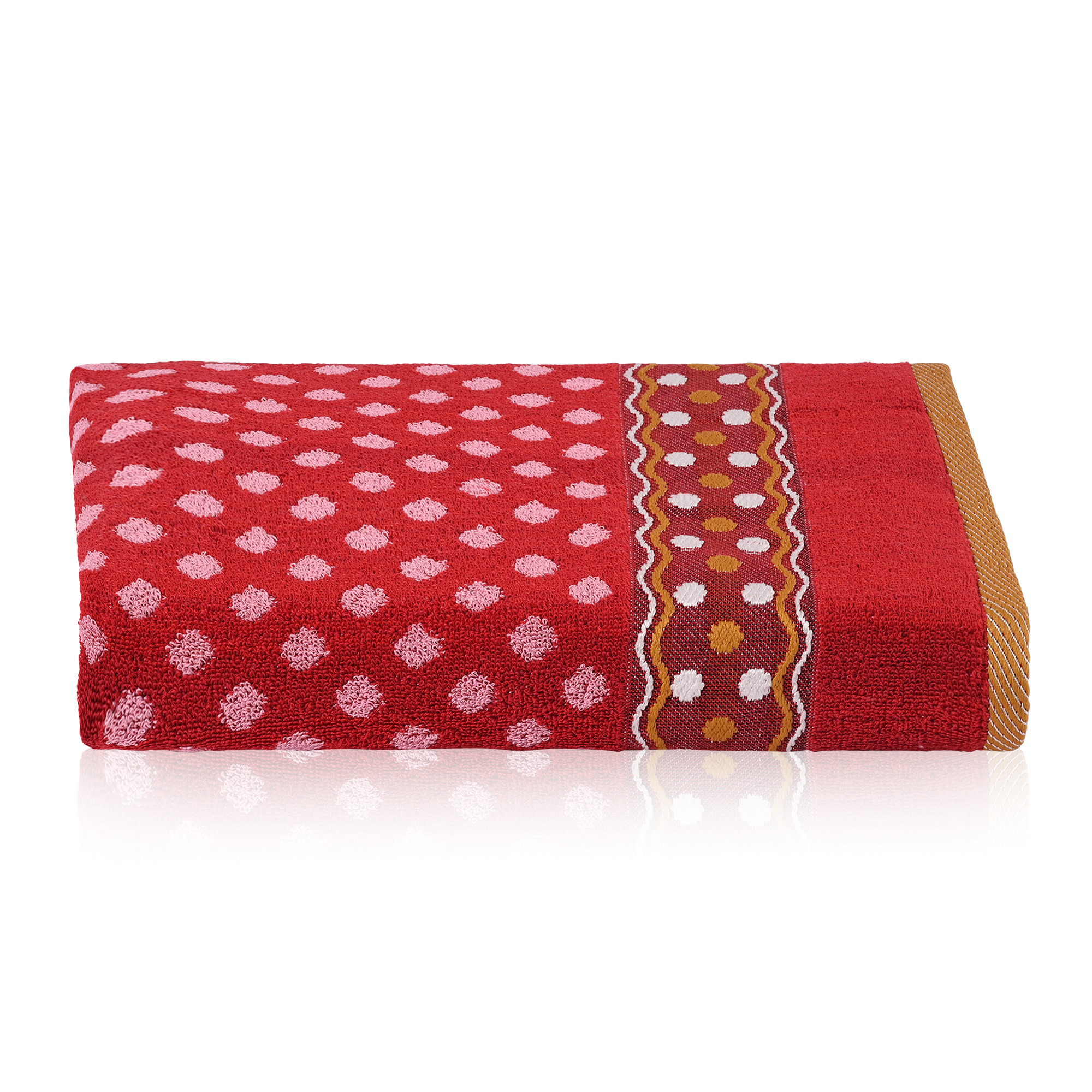 Kuber Industries Bath Towel  144 GSM Cotton Unisex Bathroom Towel  30x60 Inch  Highly Absorbent  Bathing Towel  Towel for Bath-Gym-Travel-Beach-Pool  Yoga  Dot Print  Red