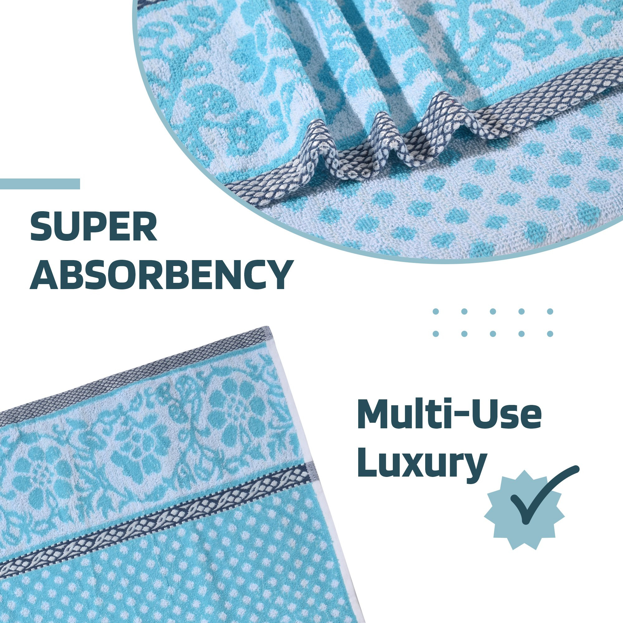 Kuber Industries Bath Towel  144 GSM Cotton Unisex Bathroom Towel  30x60 Inch  Highly Absorbent  Bathing Towel  Towel for Bath-Gym-Travel-Beach-Pool  Yoga  Dot Print  Sky Blue