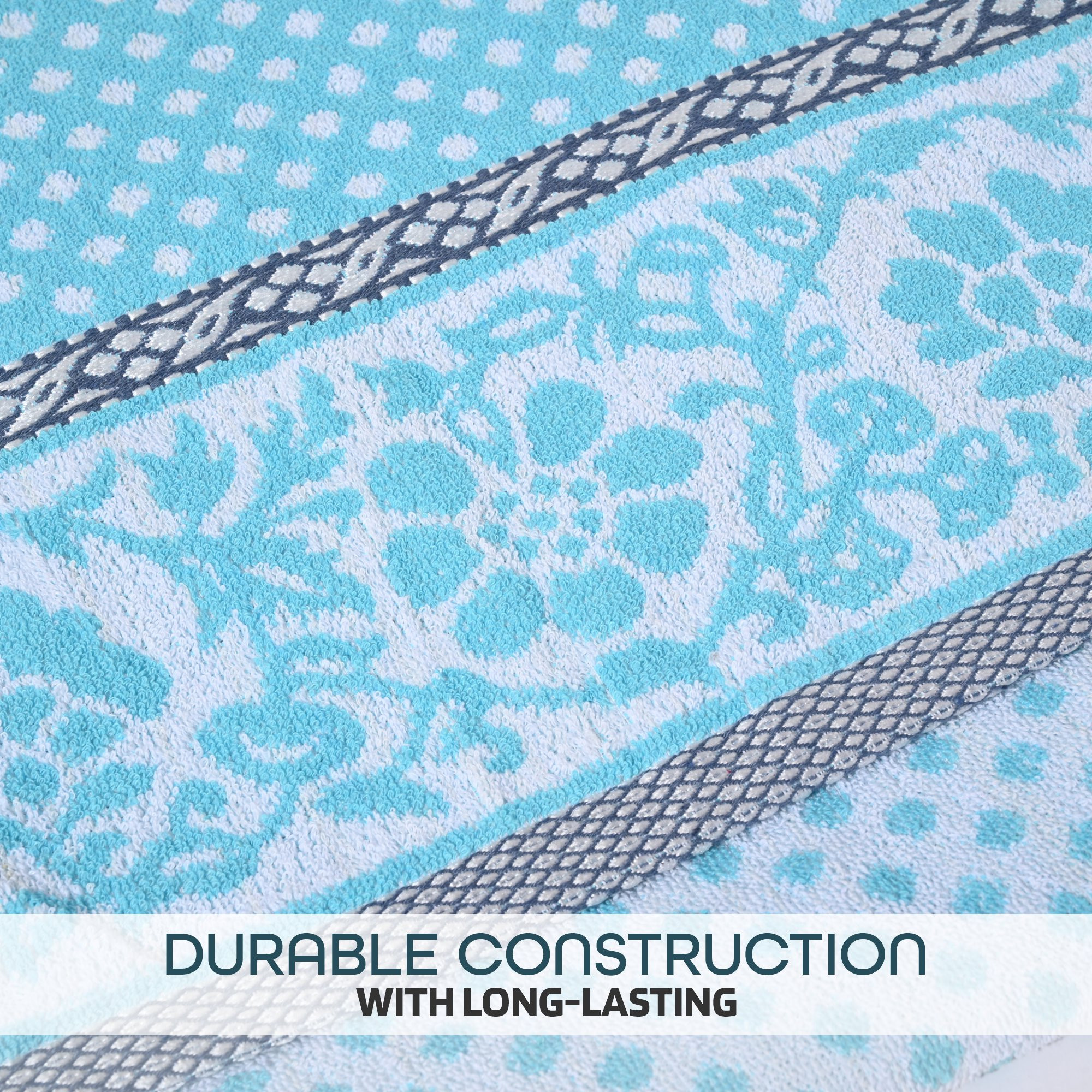 Kuber Industries Bath Towel  144 GSM Cotton Unisex Bathroom Towel  30x60 Inch  Highly Absorbent  Bathing Towel  Towel for Bath-Gym-Travel-Beach-Pool  Yoga  Dot Print  Sky Blue