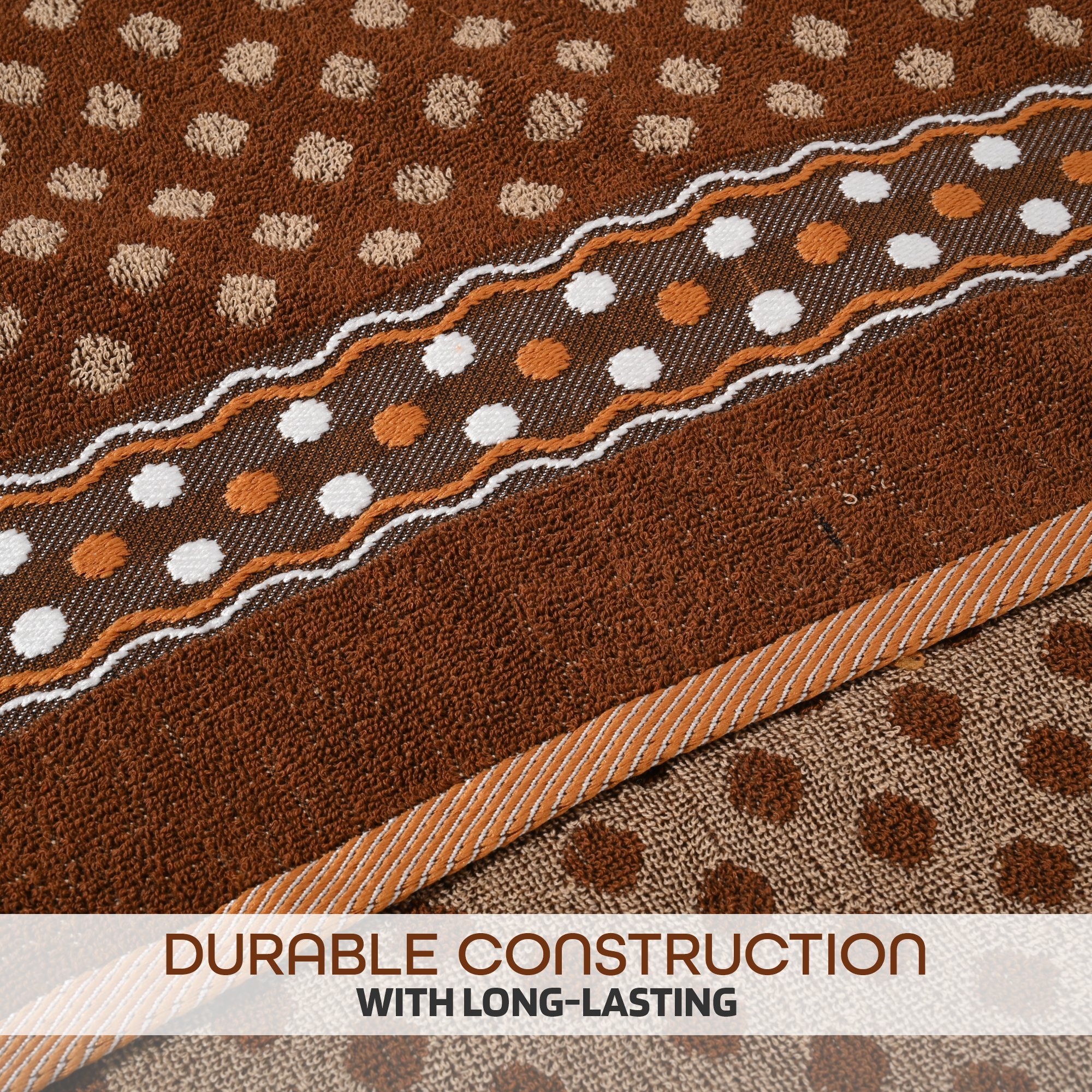 Kuber Industries Bath Towel  144 GSM Cotton Unisex Bathroom Towel  30x60 Inch  Highly Absorbent  Bathing Towel  Towel for Bath-Gym-Travel-Beach-Pool  Yoga  Dot Print  Brown