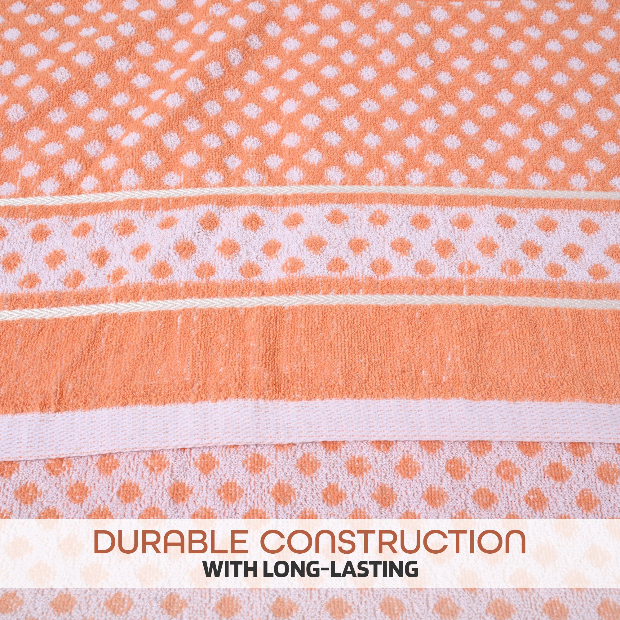 Kuber Industries Bath Towel  144 GSM Cotton Unisex Bathroom Towel  30x60 Inch  Highly Absorbent  Bathing Towel  Towel for Bath-Gym-Travel-Beach-Pool  Yoga  Dot Print  Orange