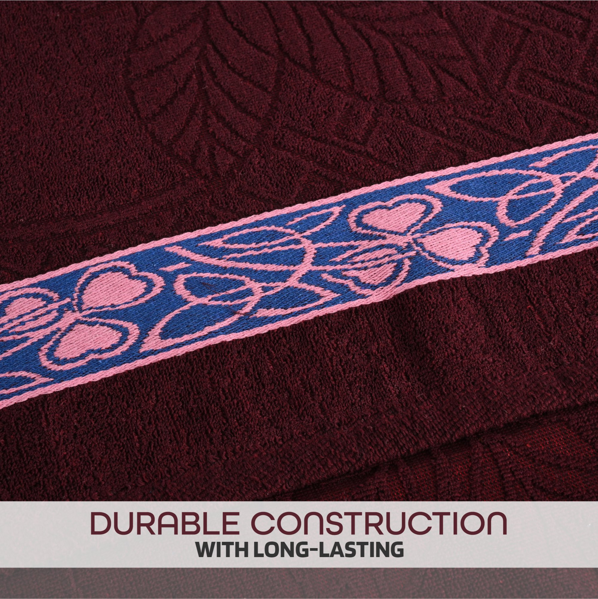 Kuber Industries Bath Towel  27x54 Inch  Towel for Bathing  Towels for Bath  Towel for Bath-Gym-Travel-Beach-Pool  144 GSM Cotton Unisex Bathroom Towel  Leaf Embossed  Maroon