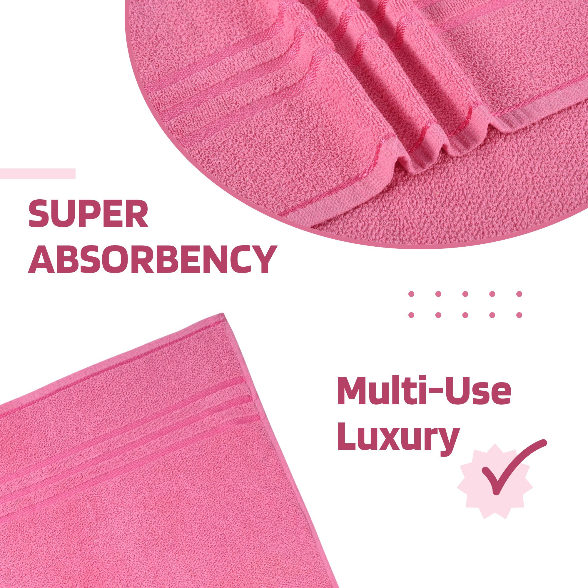 Kuber Industries Bath Towel  30x60 Inch  Towel for Bath-Gym-Travel-Beach-Pool  Towel for Bathing  144 GSM Cotton Unisex Bathroom Towel  Towels for Bath  Plain Lining  Pink