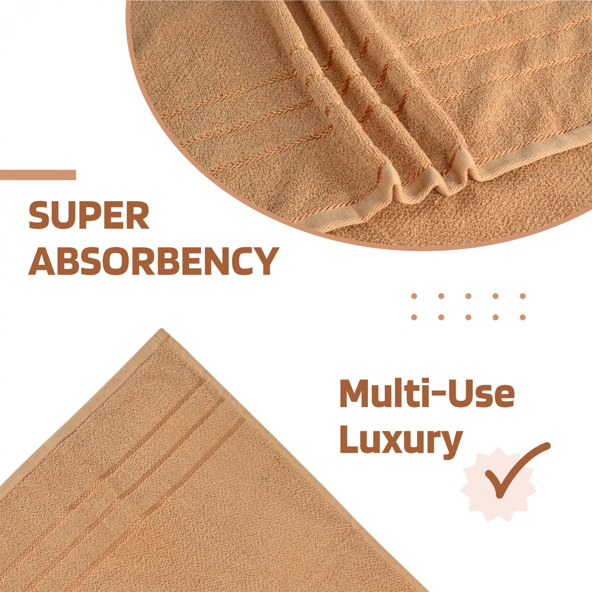 Kuber Industries Bath Towel  30x60 Inch  Towel for Bathing  Towels for Bath  Towel for Bath-Gym-Travel-Beach-Pool  144 GSM Cotton Unisex Bathroom Towel  Plain Lining  Light Brown