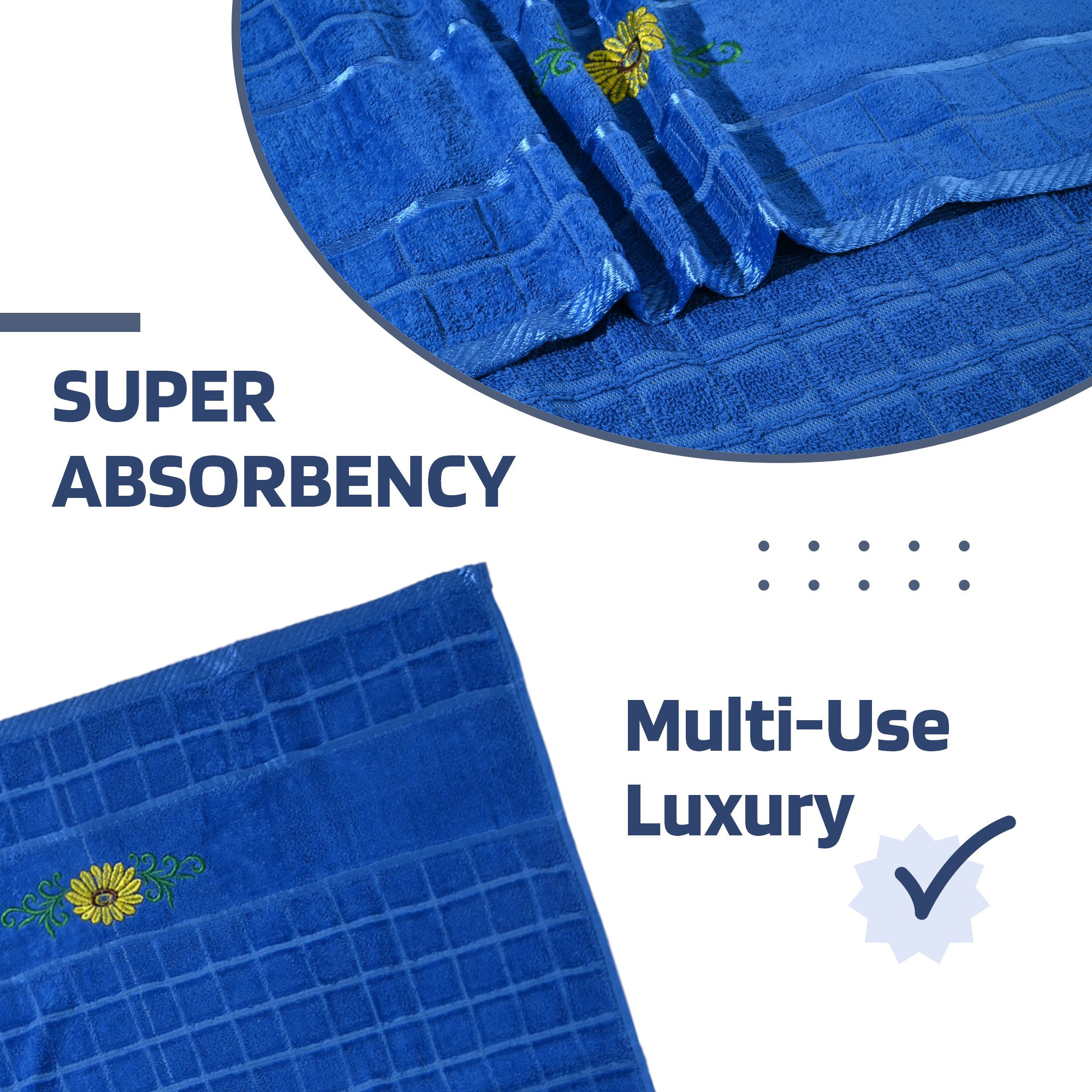 Kuber Industries Bath Towel  Bath Towel for Men  144 GSM Cotton Bathroom Towel  Highly Absorbent Bathing Towel  Towel for Bath-Gym-Travel  Embroidery Print  30x60 Inch  Blue