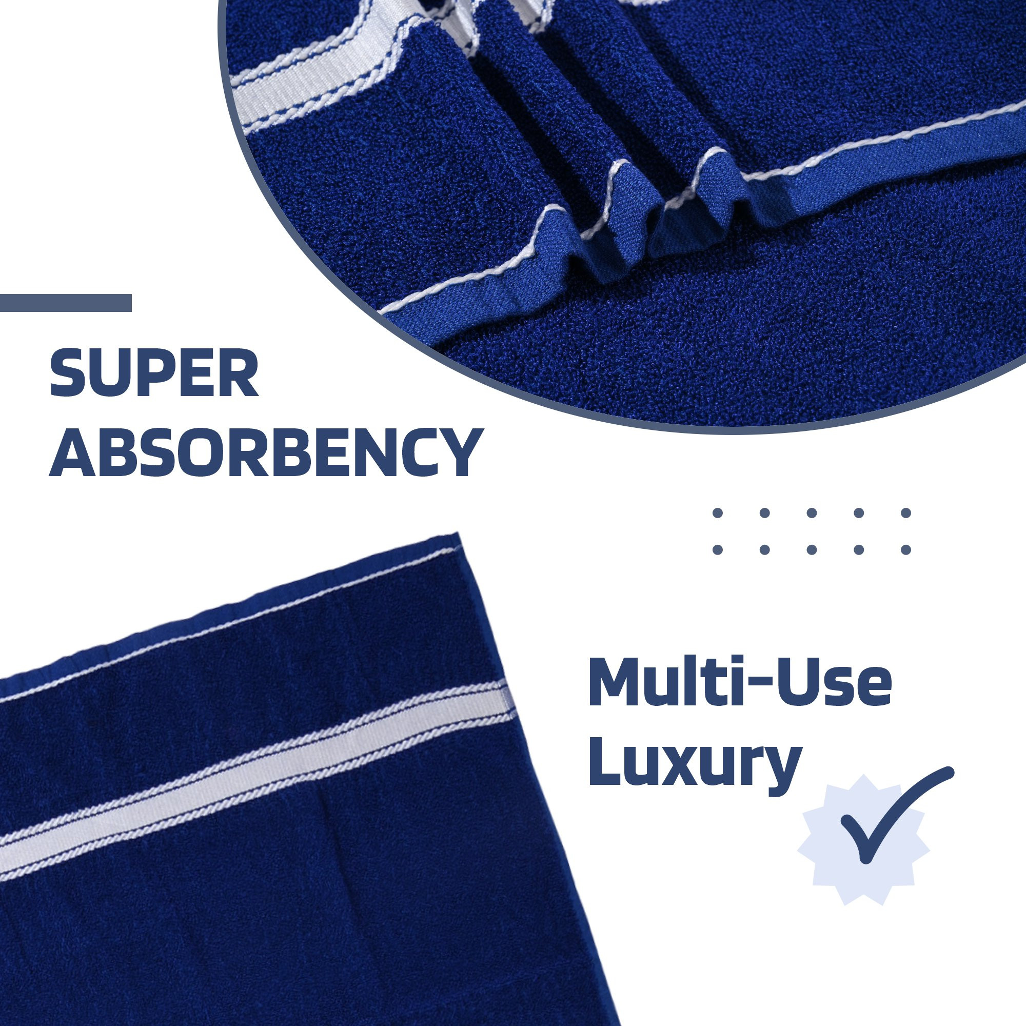 Kuber Industries Bath Towel  Bath Towel for Men  144 GSM Cotton Bathroom Towel  Highly Absorbent Bathing Towel  Towel for Bath-Gym-Travel  Silver Patti  30x60 Inch  Blue