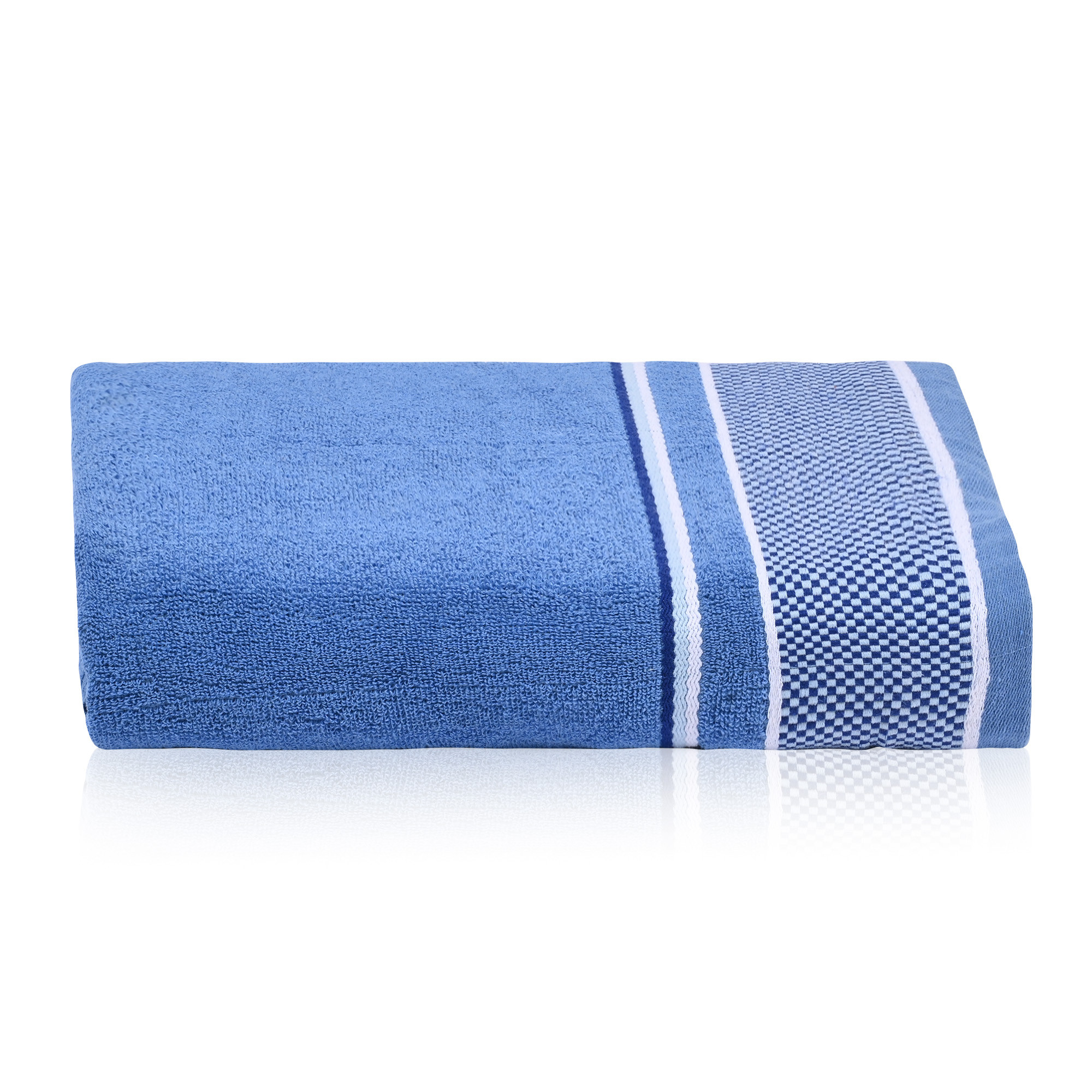 Kuber Industries Bath Towel  Bath Towel for Men  Highly Absorbent Bathing Towel  144 GSM Cotton Bathroom Towel  Towel for Bath-Gym-Travel  Check Border  30x60 Inch  Light Blue