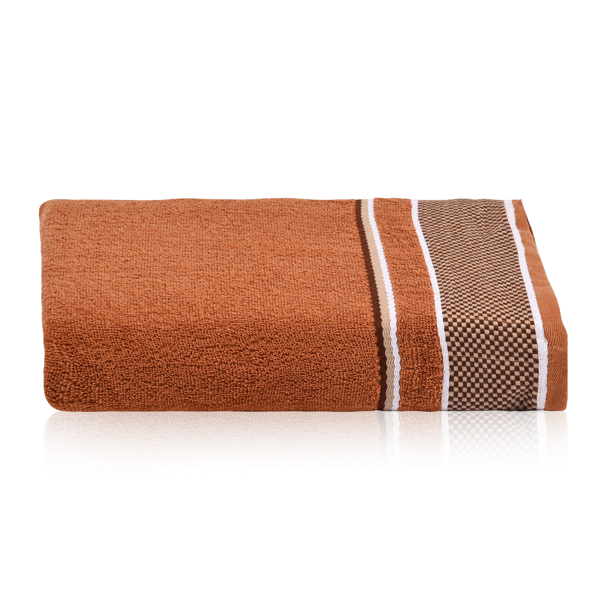Kuber Industries Bath Towel  Bath Towel for Men  Highly Absorbent Bathing Towel  144 GSM Cotton Bathroom Towel  Towel for Bath-Gym-Travel  Check Border  30x60 Inch  Brown