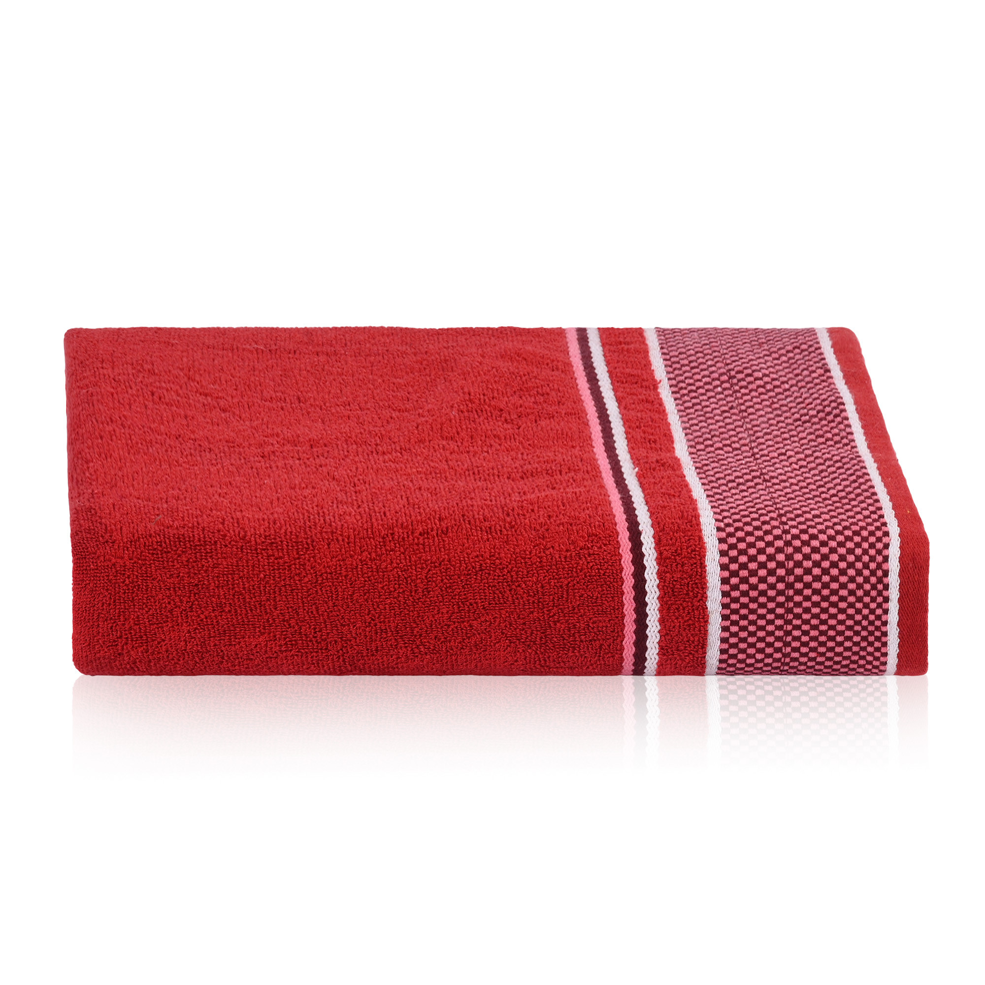 Kuber Industries Bath Towel  Highly Absorbent Bathing Towel  144 GSM Cotton Bathroom Towel  Bath Towel for Men  Towel for Bath-Gym-Travel  Check Border  30x60 Inch  Red