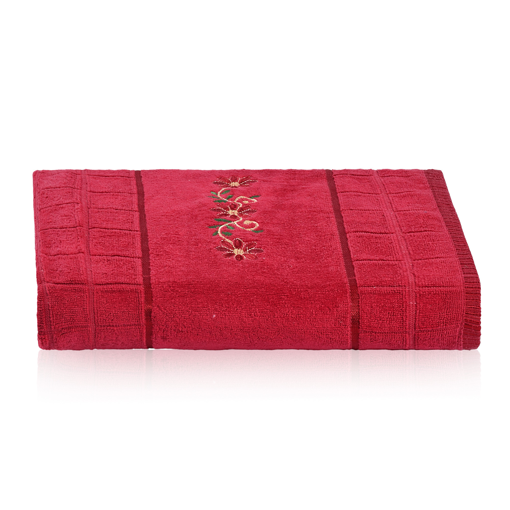 Kuber Industries Bath Towel  Towel for Bath-Gym-Travel  Highly Absorbent Bathing Towel  144 GSM Cotton Bathroom Towel  Bath Towel for Men  Embroidery Print  30x60 Inch  Red
