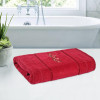 Bath Towel | Towel for Bath-Gym-Travel | Highly Absorbent Bathing Towel | 144 GSM Cotton Bathroom Towel | Bath Towel for Men | Embroidery Print | 30x60 Inch | Red